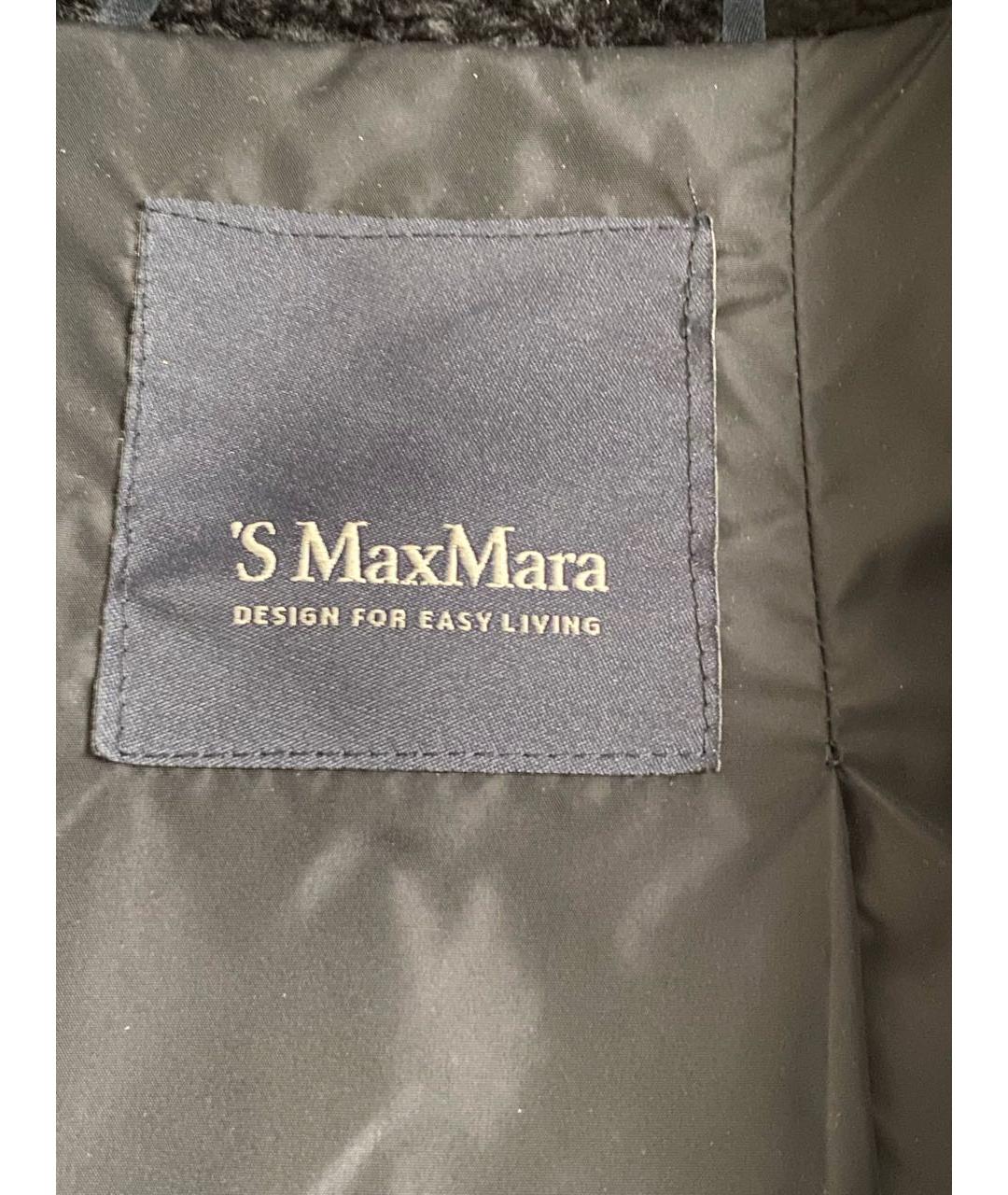 'S MAX MARA Черное синтетическое пальто, фото 3