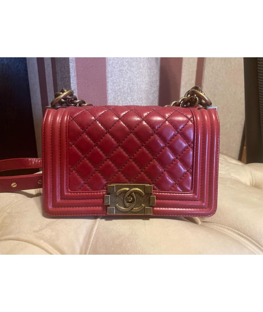 CHANEL PRE-OWNED Красная кожаная сумка через плечо, фото 6