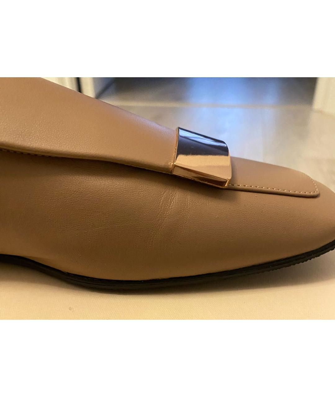 SERGIO ROSSI Бежевые кожаные лоферы, фото 6