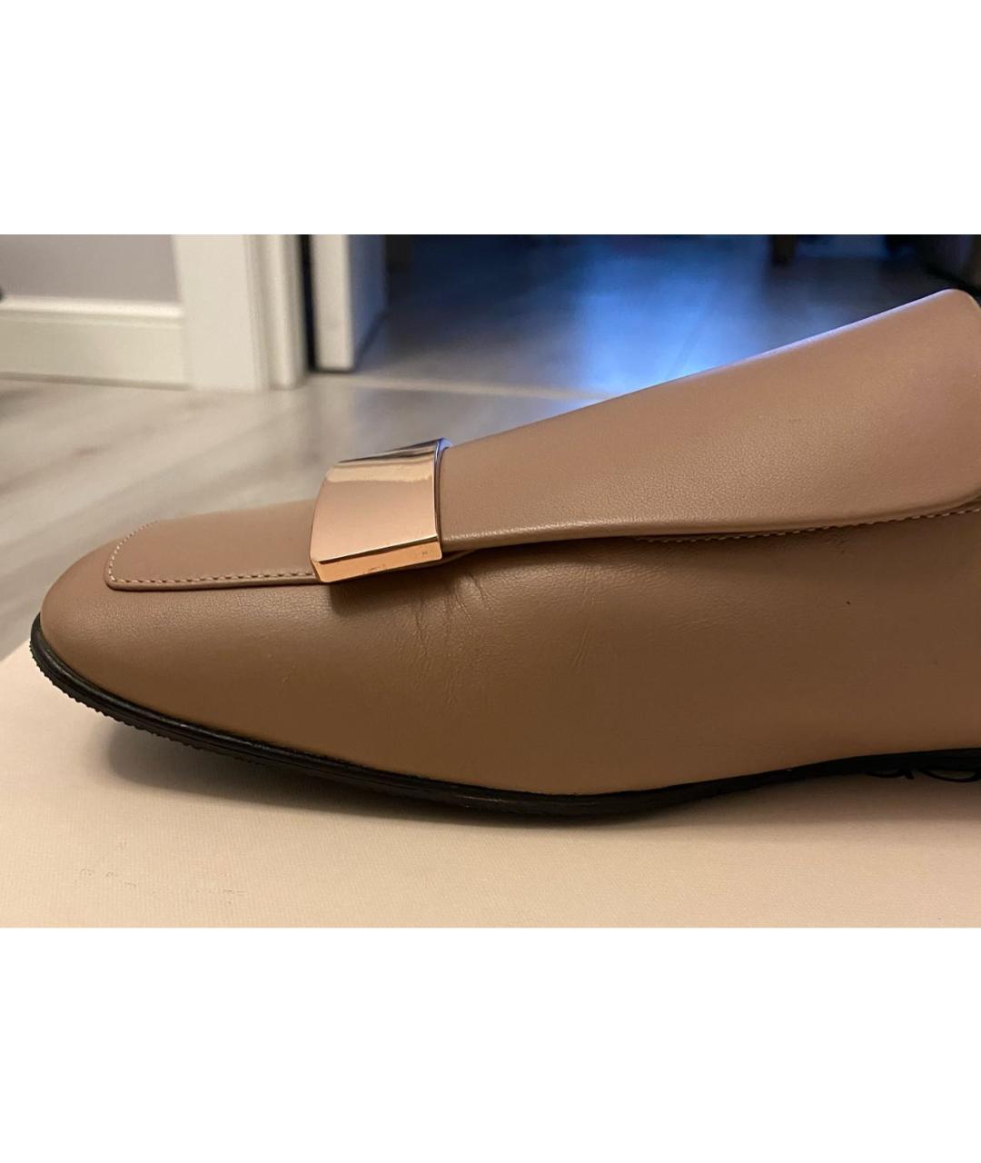 SERGIO ROSSI Бежевые кожаные лоферы, фото 7