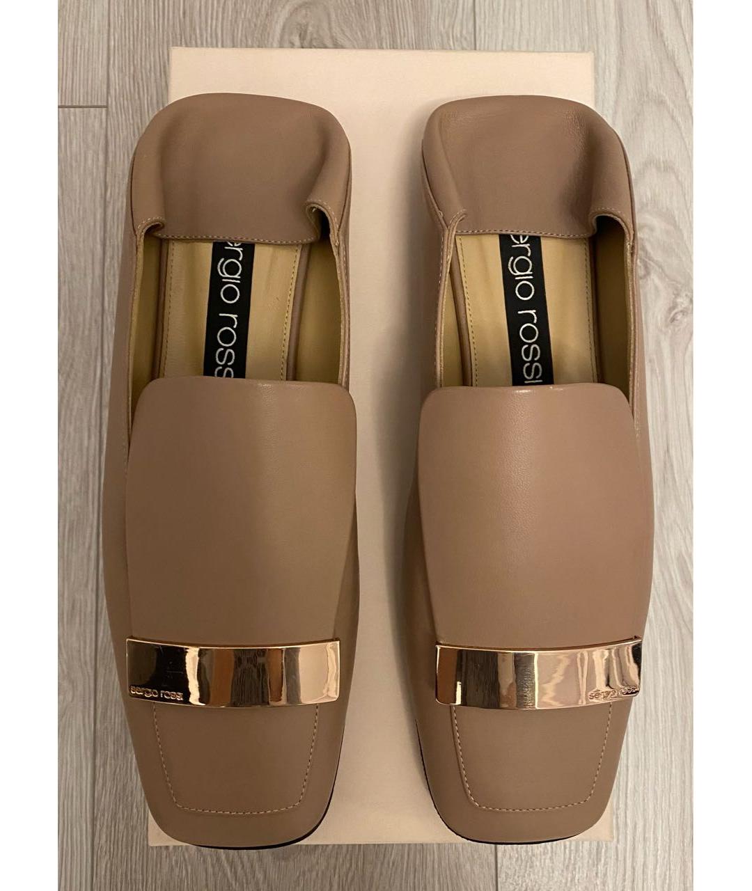 SERGIO ROSSI Бежевые кожаные лоферы, фото 3