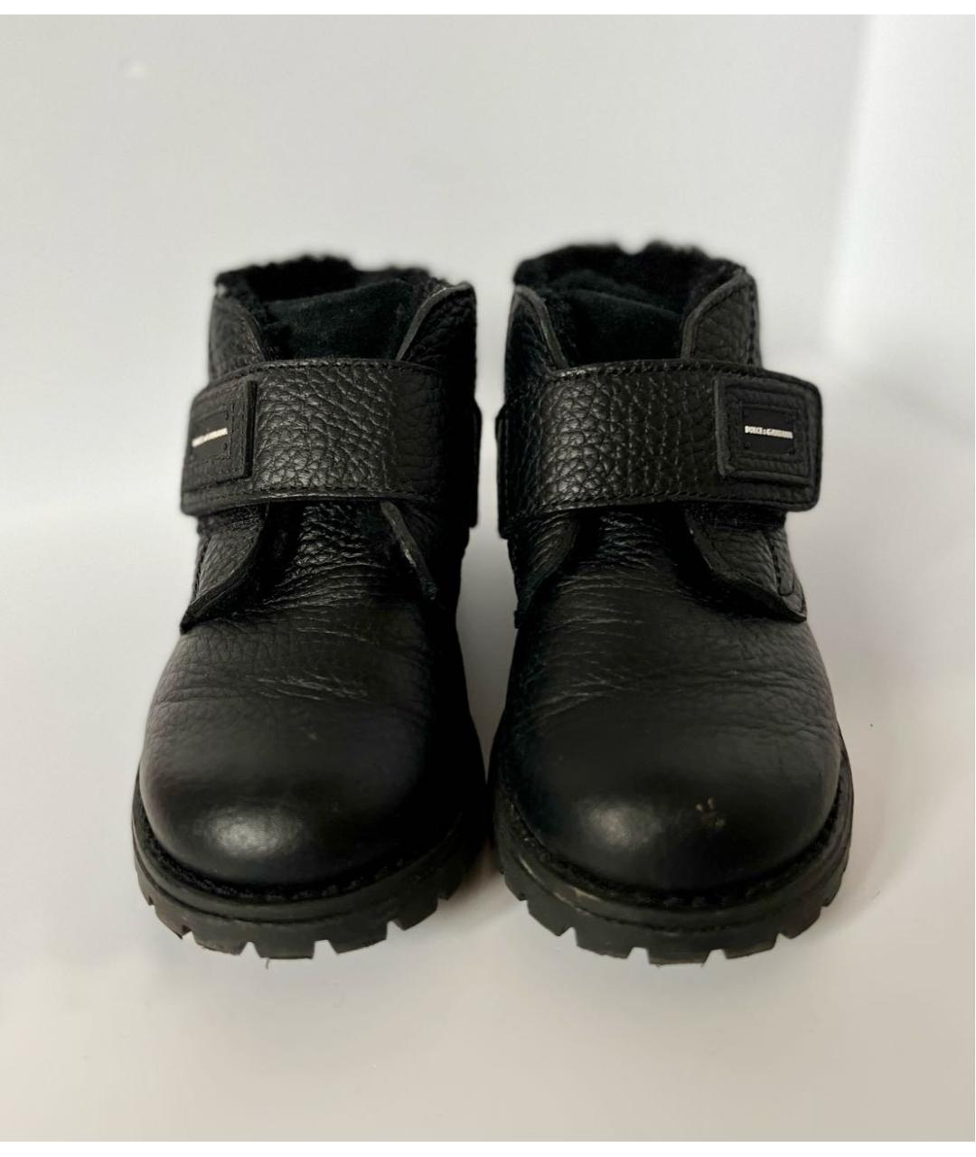 DOLCE & GABBANA KIDS Черные кожаные ботинки, фото 3
