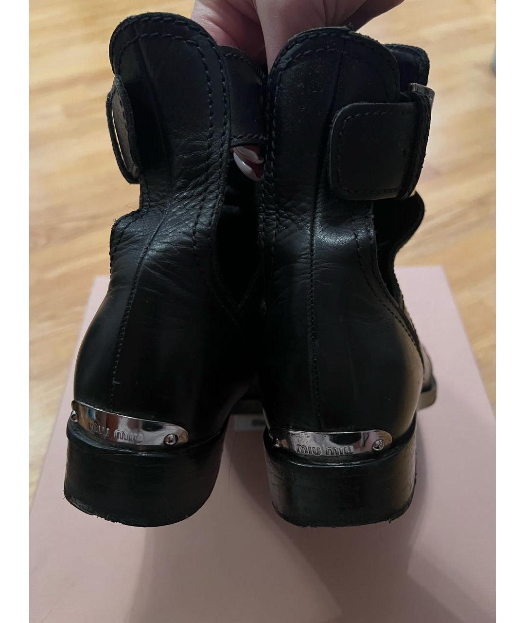 MIU MIU Черные кожаные ботинки, фото 4