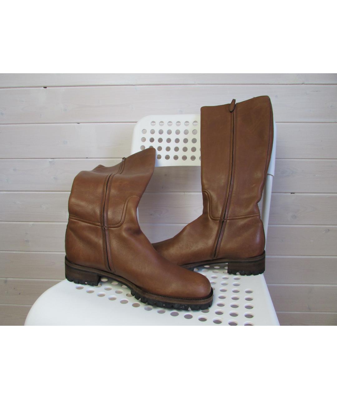 JIL SANDER Бежевые кожаные сапоги, фото 3