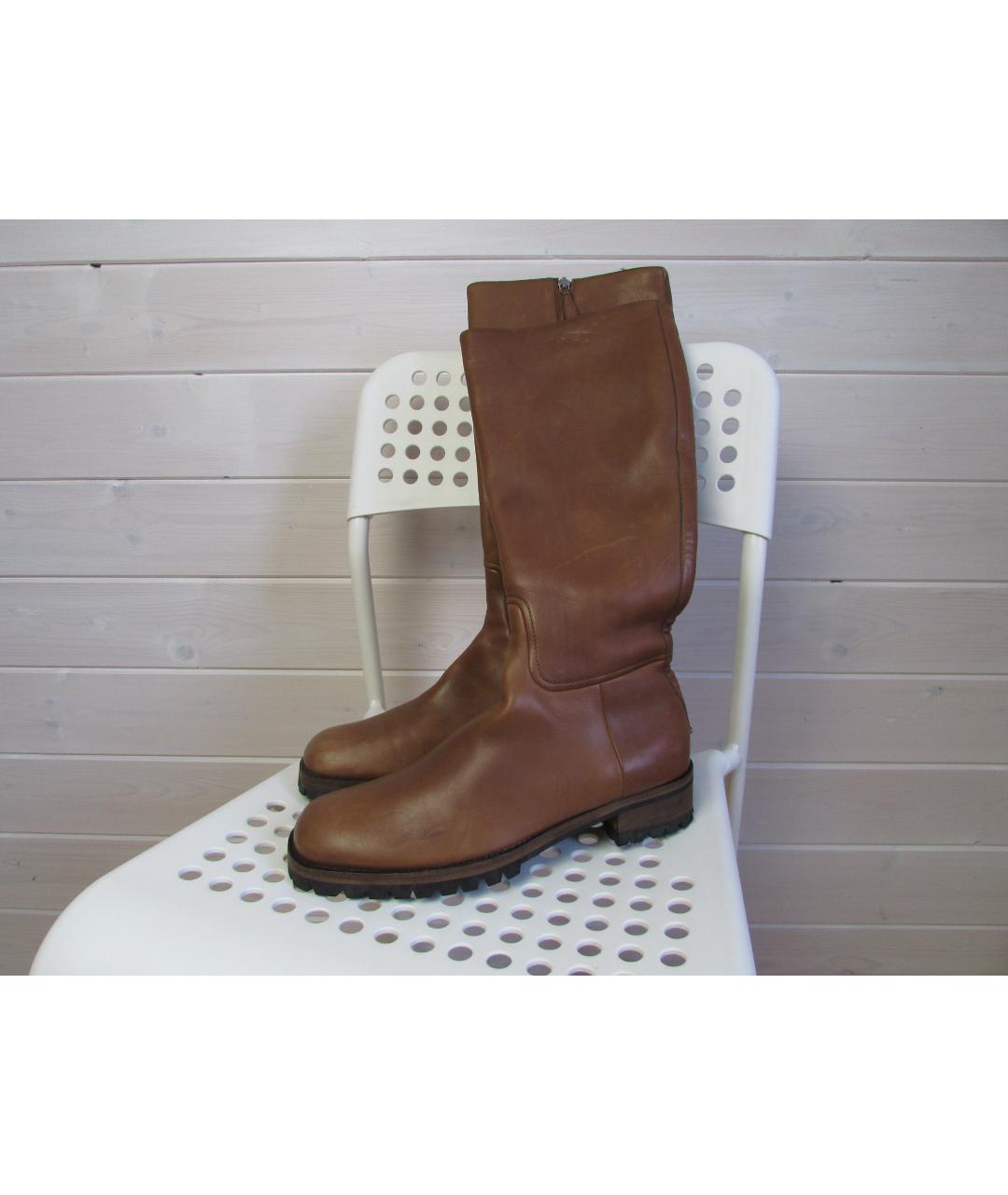 JIL SANDER Бежевые кожаные сапоги, фото 9