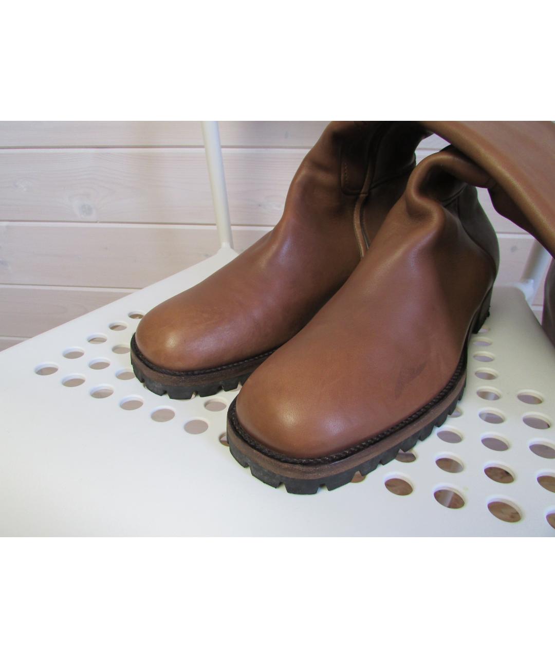 JIL SANDER Бежевые кожаные сапоги, фото 4