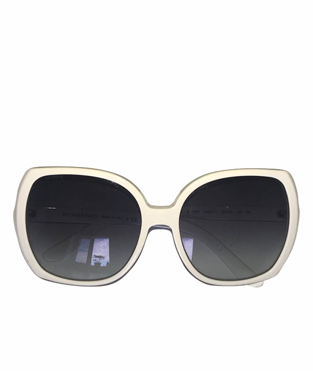 BURBERRY Белые пластиковые солнцезащитные очки, фото 1