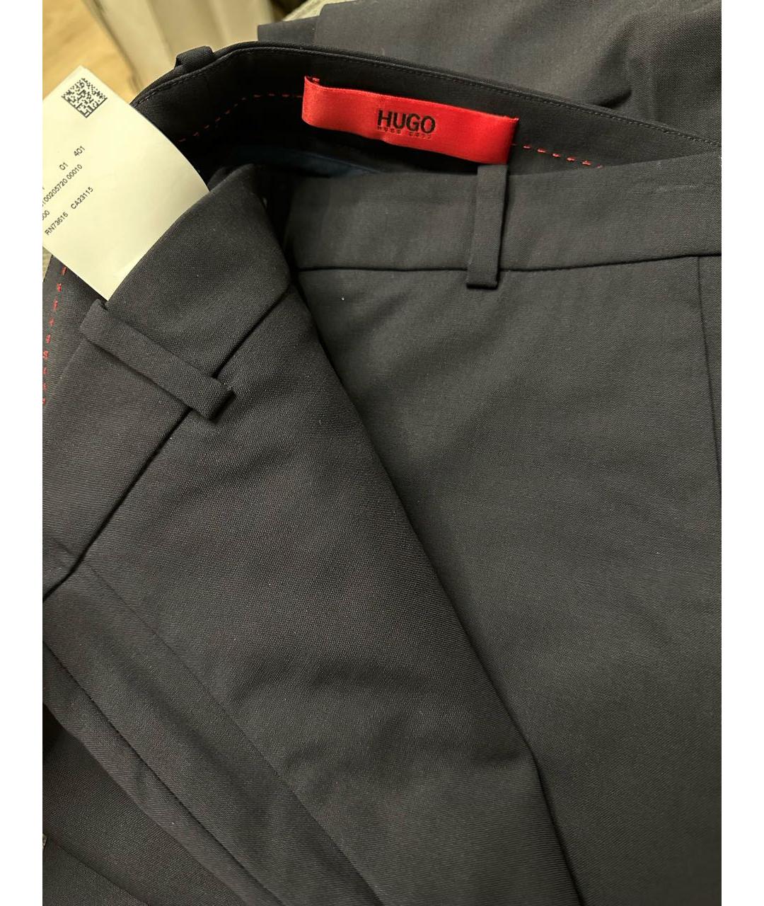 HUGO BOSS Темно-синие шерстяные прямые брюки, фото 4