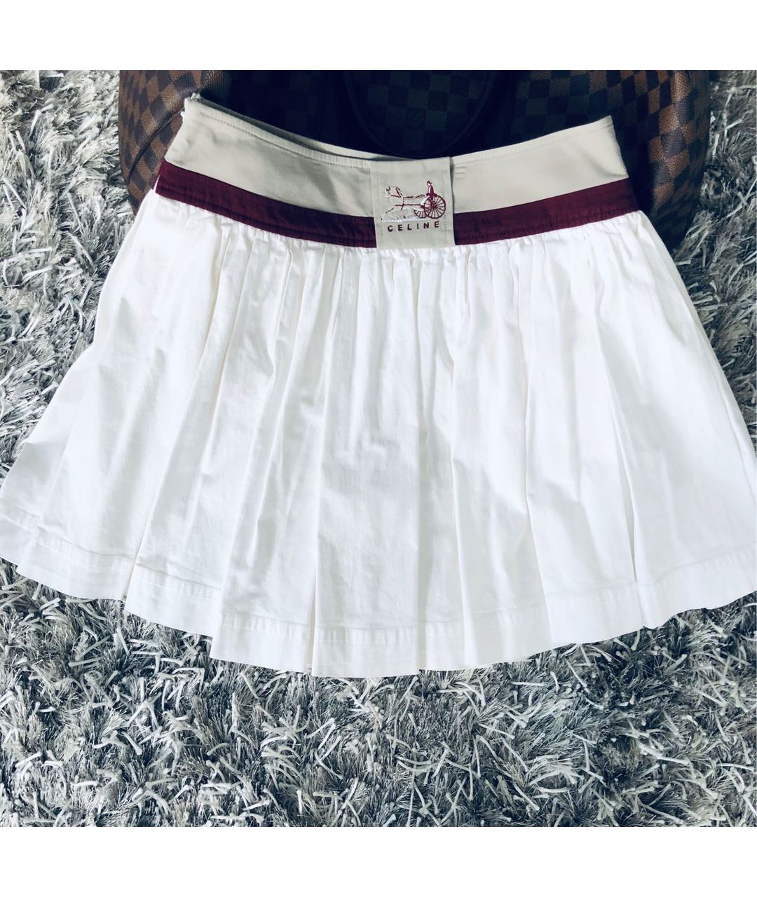 CELINE PRE-OWNED Белая хлопко-эластановая юбка-шорты, фото 2