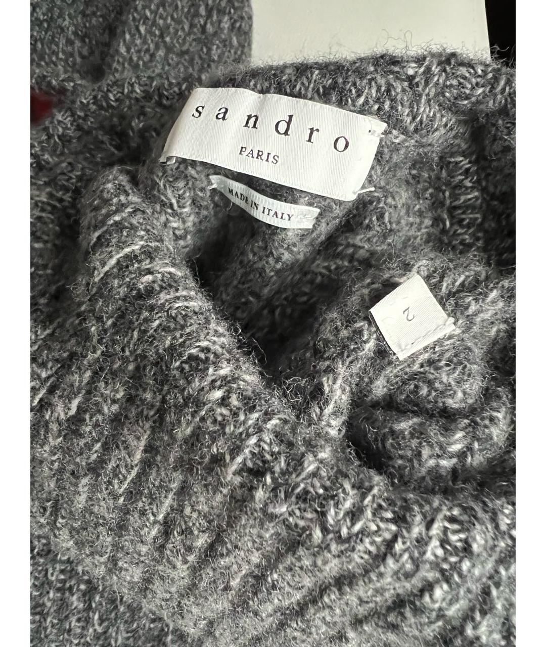 SANDRO Серый шерстяной джемпер / свитер, фото 6
