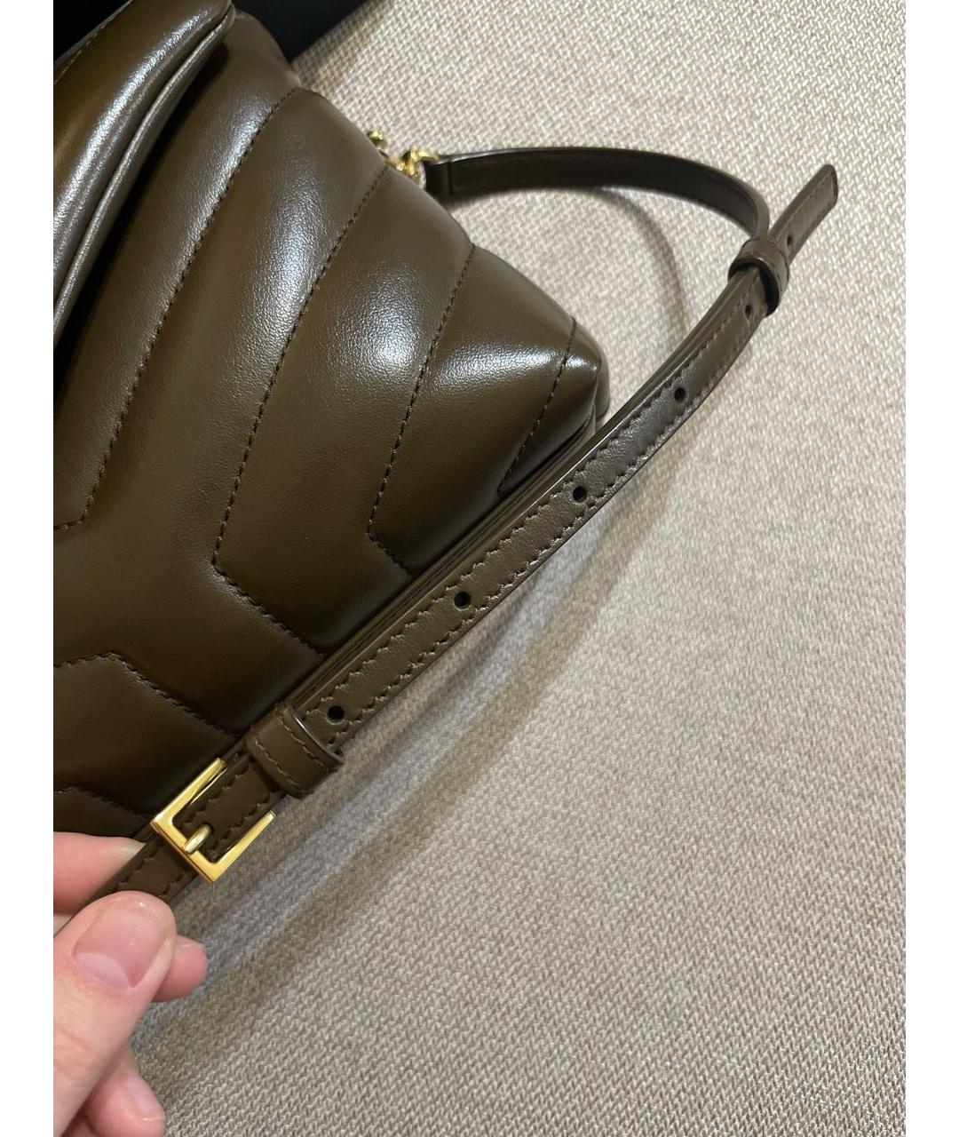 SAINT LAURENT Коричневая кожаная сумка через плечо, фото 4