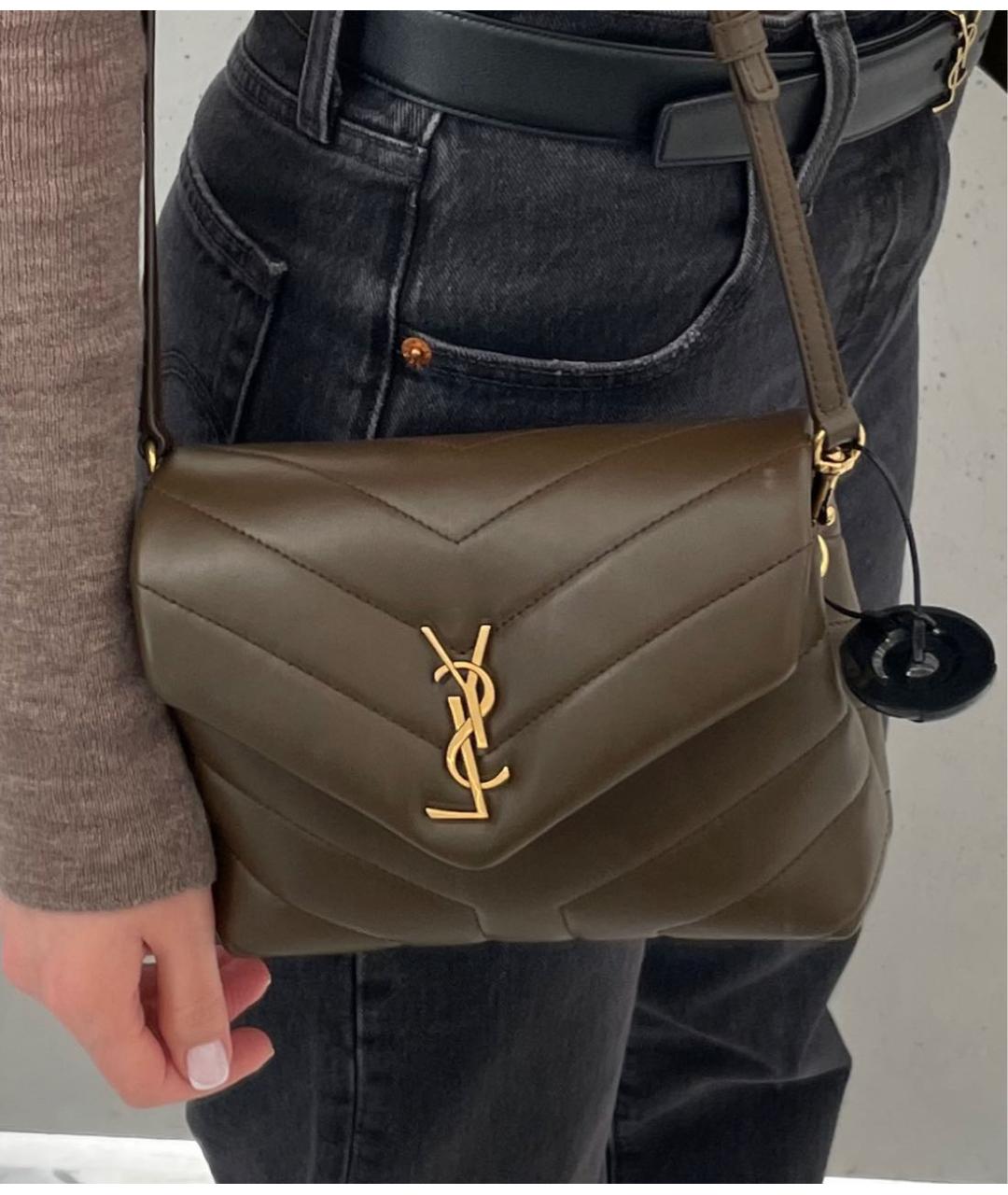 SAINT LAURENT Коричневая кожаная сумка через плечо, фото 6