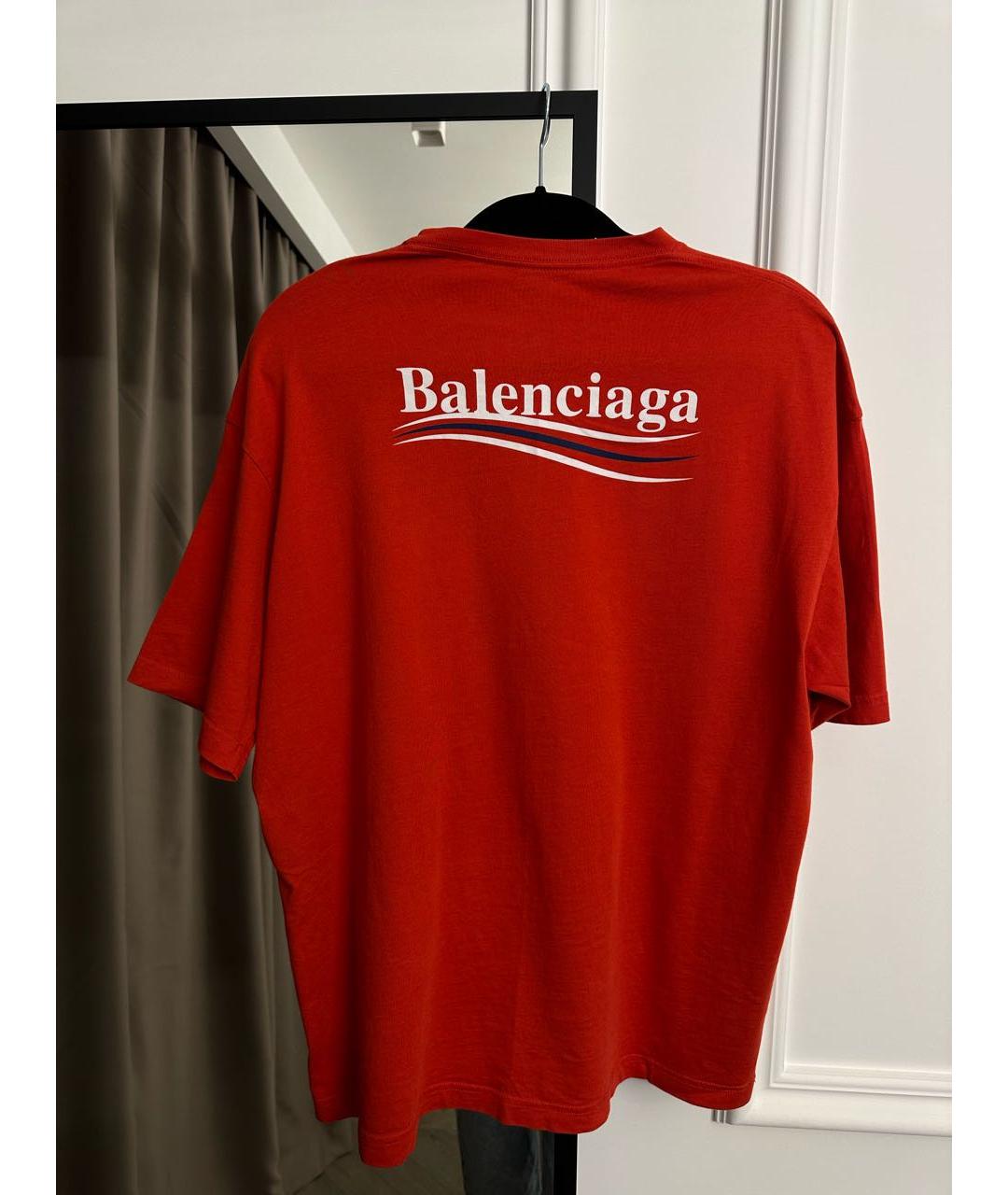 BALENCIAGA Красная хлопковая футболка, фото 2