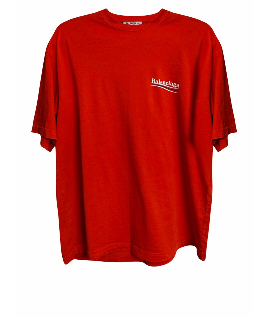 BALENCIAGA Красная хлопковая футболка, фото 1