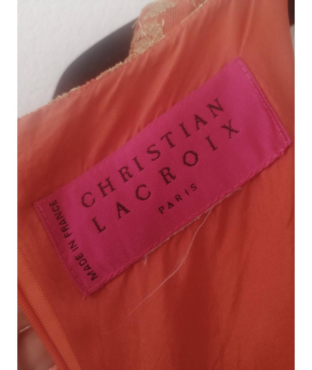 CHRISTIAN LACROIX VINTAGE Оранжевое шелковое коктейльное платье, фото 3