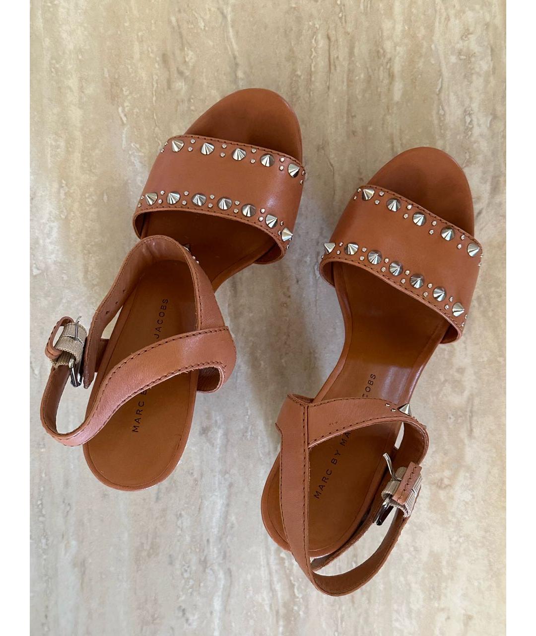 MARC BY MARC JACOBS Коричневые кожаные босоножки, фото 3