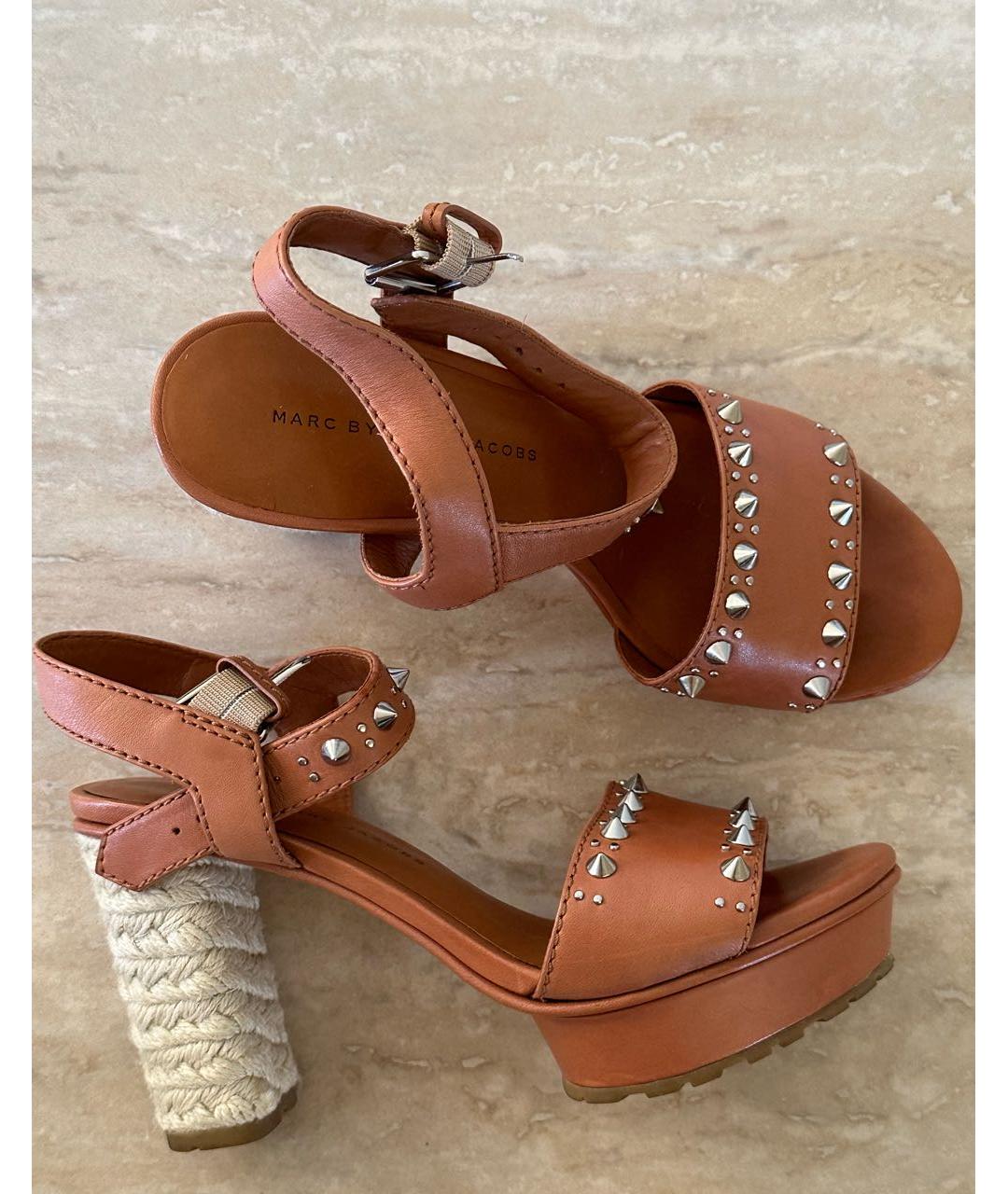 MARC BY MARC JACOBS Коричневые кожаные босоножки, фото 6