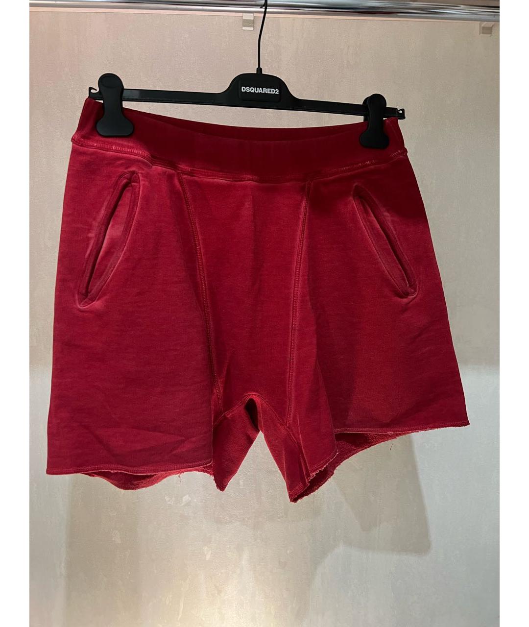 DSQUARED2 Красные хлопко-эластановые шорты, фото 3