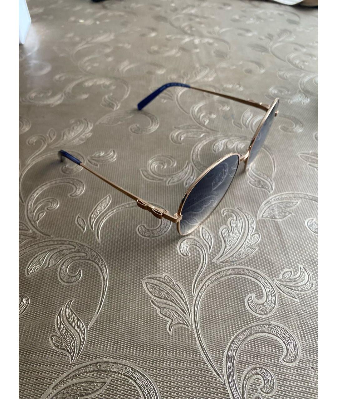 SALVATORE FERRAGAMO Золотые металлические солнцезащитные очки, фото 2