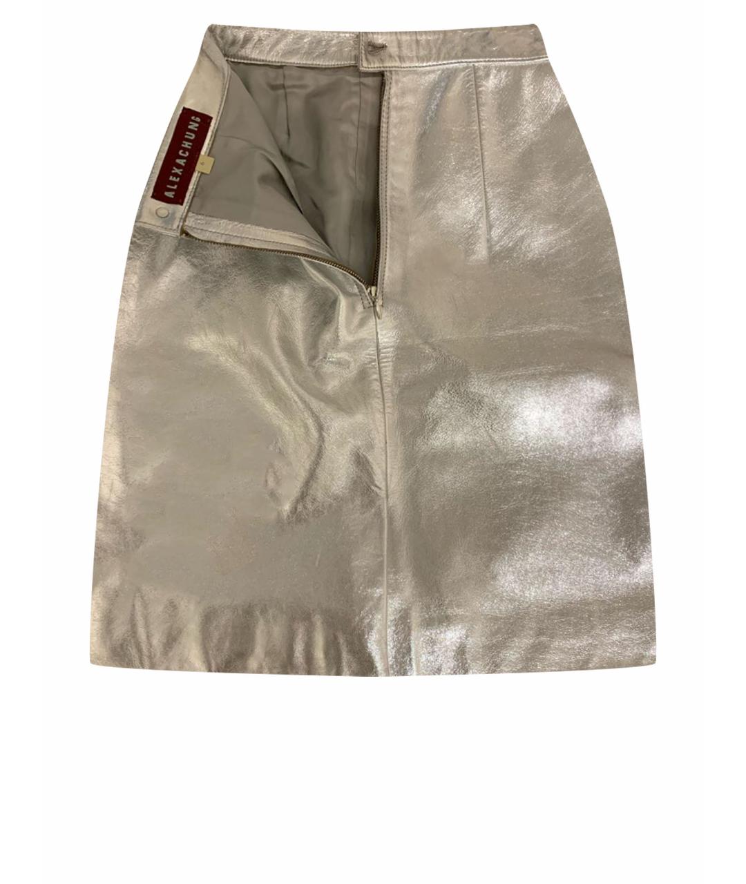 ALEXA CHUNG Серебряная кожаная юбка мини, фото 1