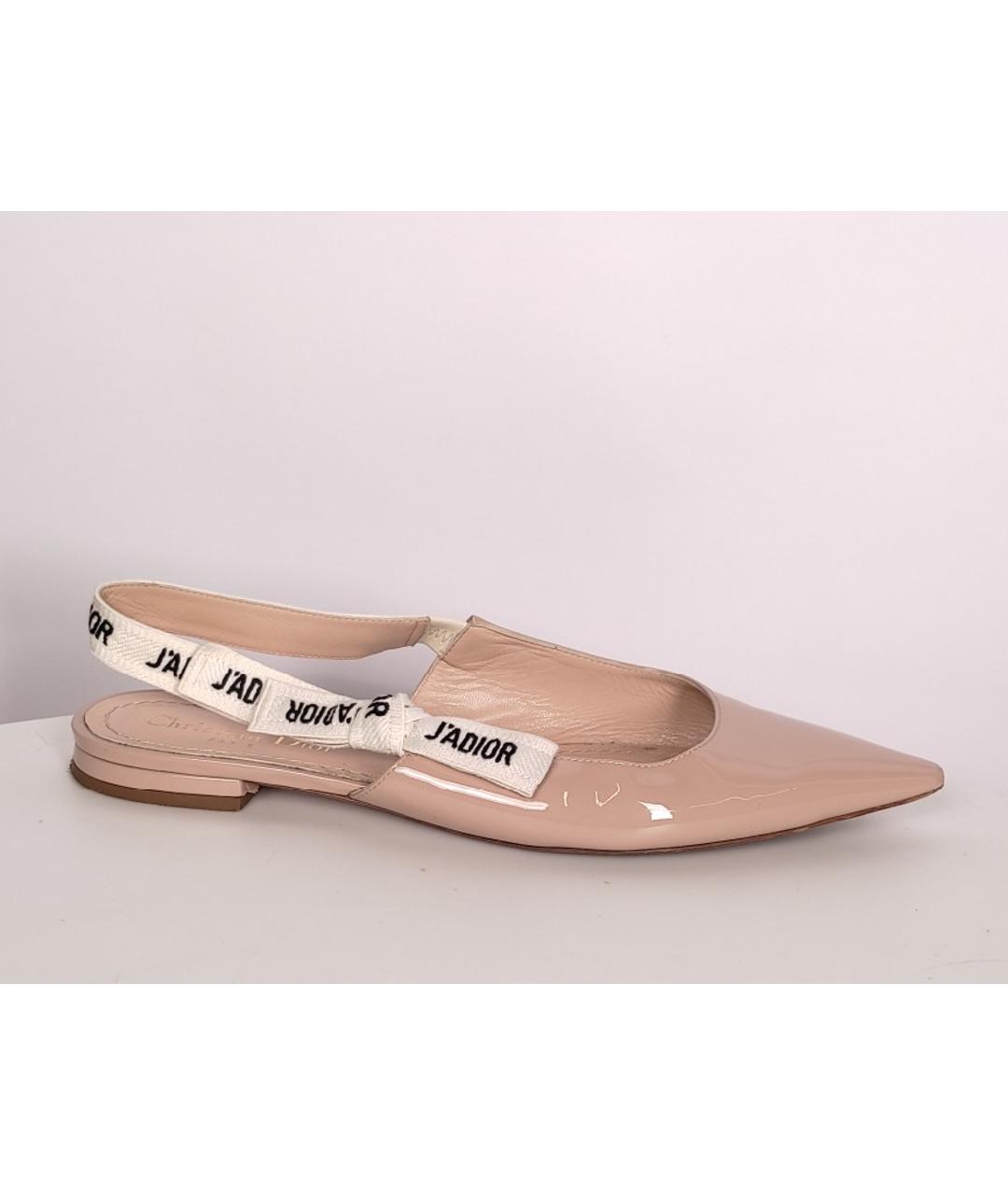 CHRISTIAN DIOR Бежевые балетки из лакированной кожи, фото 9