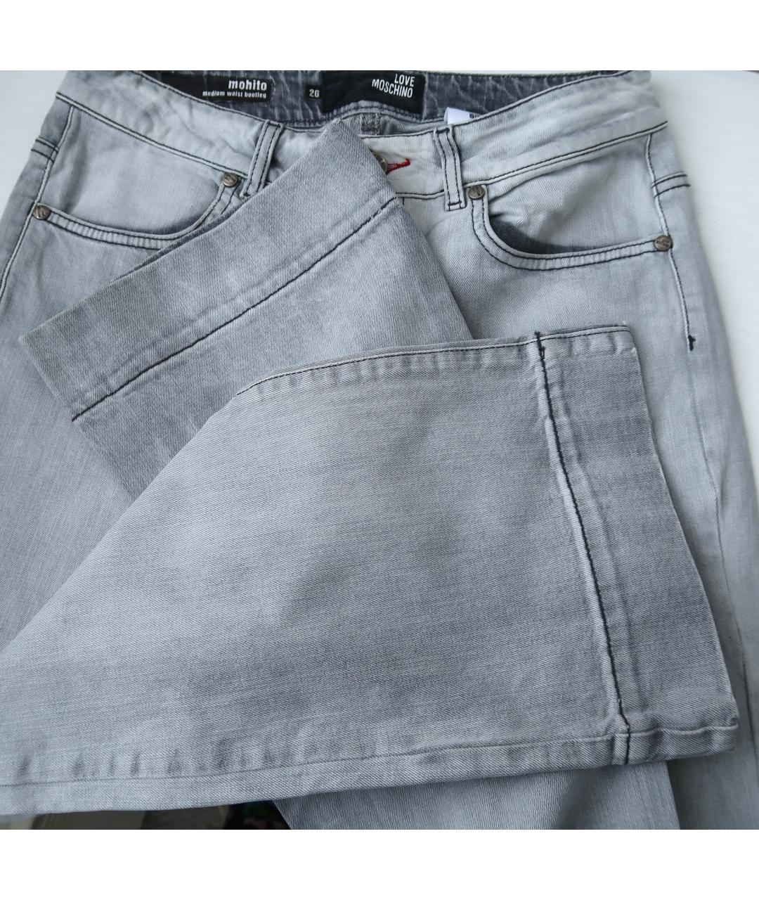 LOVE MOSCHINO Серые хлопковые прямые джинсы, фото 6
