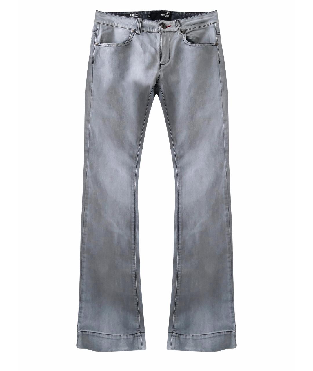 LOVE MOSCHINO Серые хлопковые прямые джинсы, фото 1