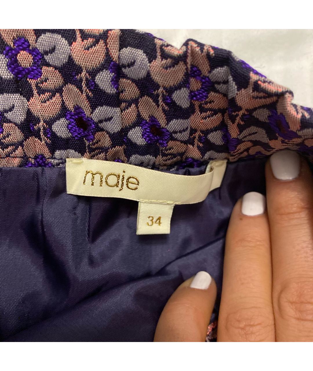 MAJE Фиолетовая полиэстеровая юбка-шорты, фото 4