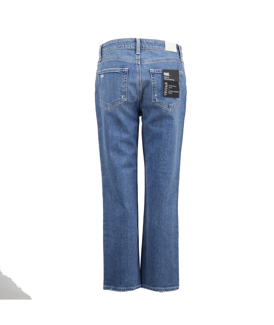 PAIGE Голубые хлопковые прямые джинсы, фото 2