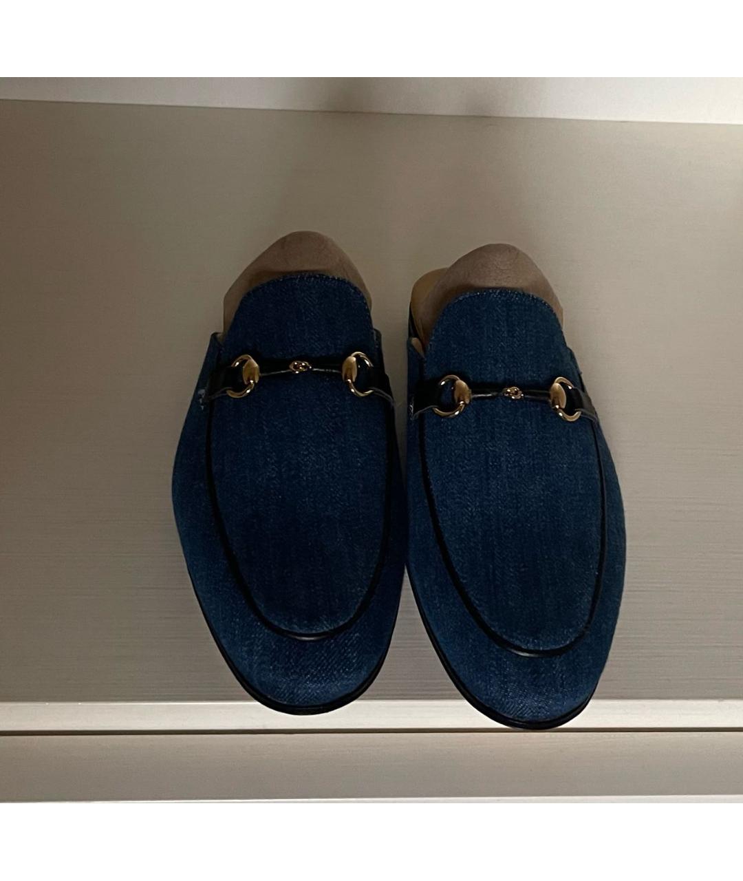 GALLUCCI Синие текстильные сандалии и шлепанцы, фото 2