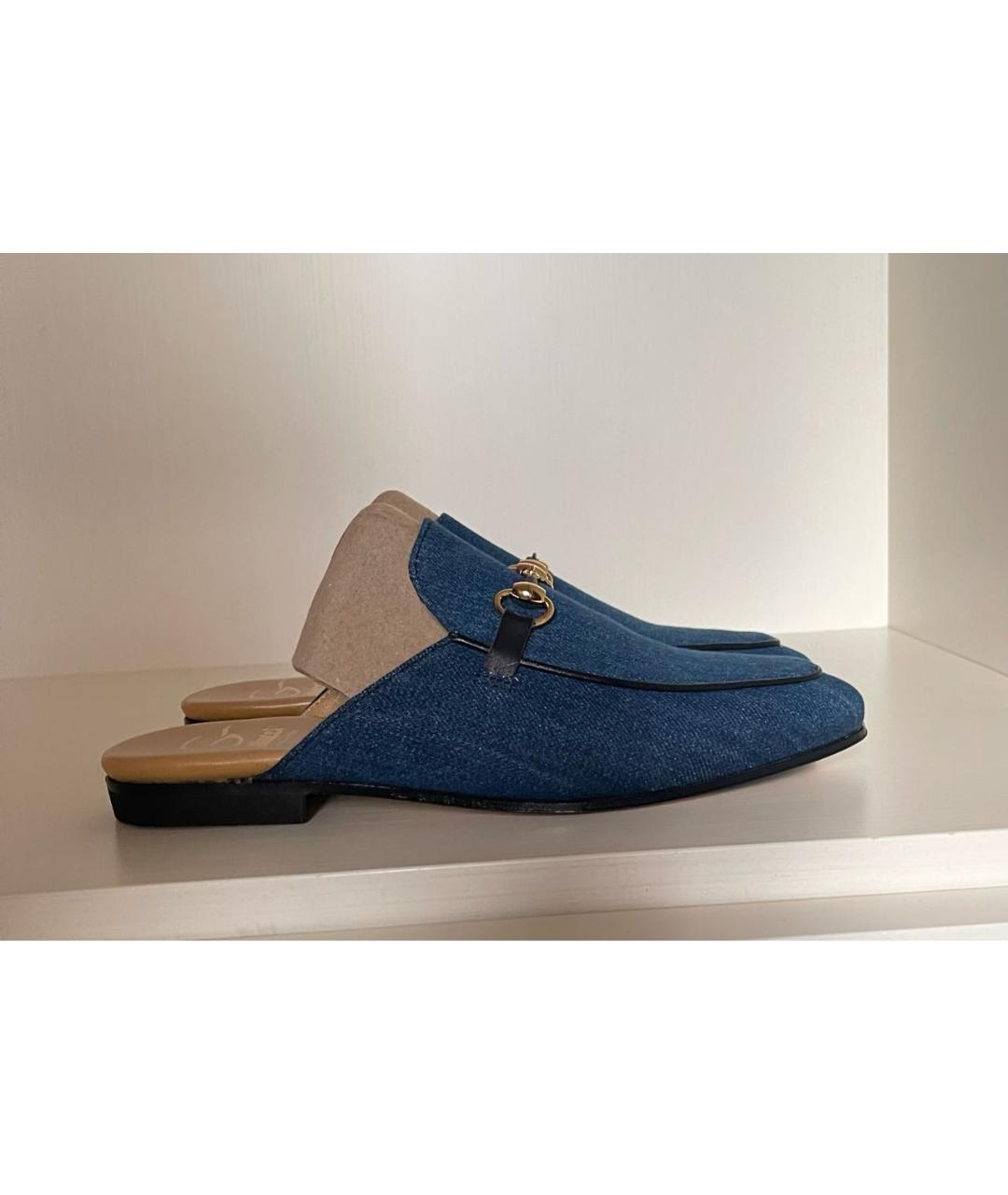 GALLUCCI Синие текстильные сандалии и шлепанцы, фото 4