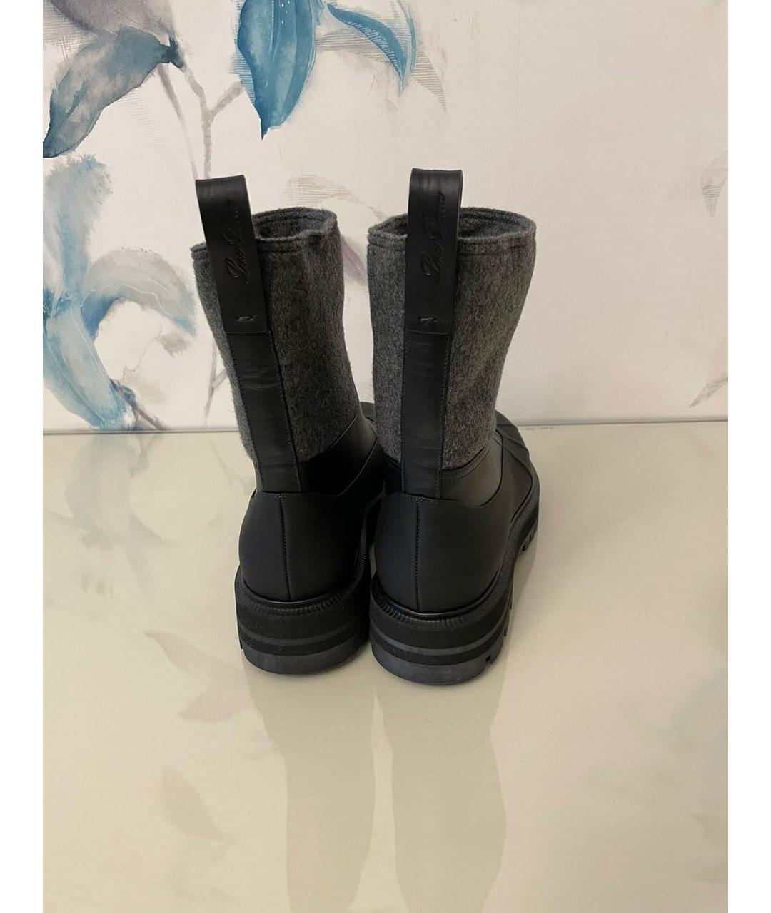LORO PIANA Антрацитовые кожаные сапоги, фото 4