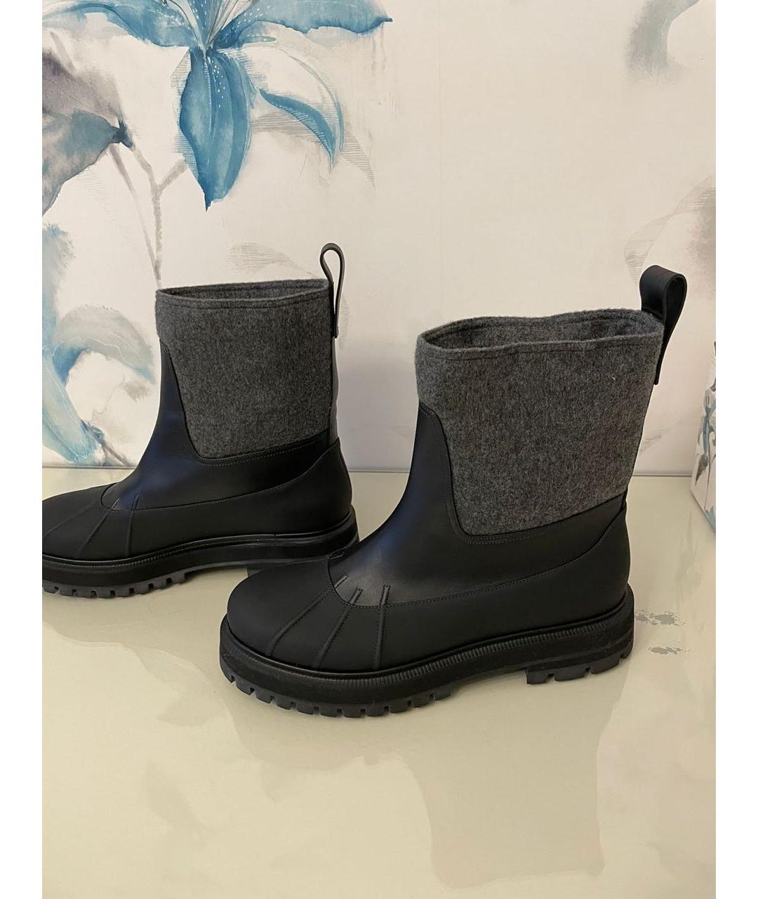 LORO PIANA Антрацитовые кожаные сапоги, фото 7