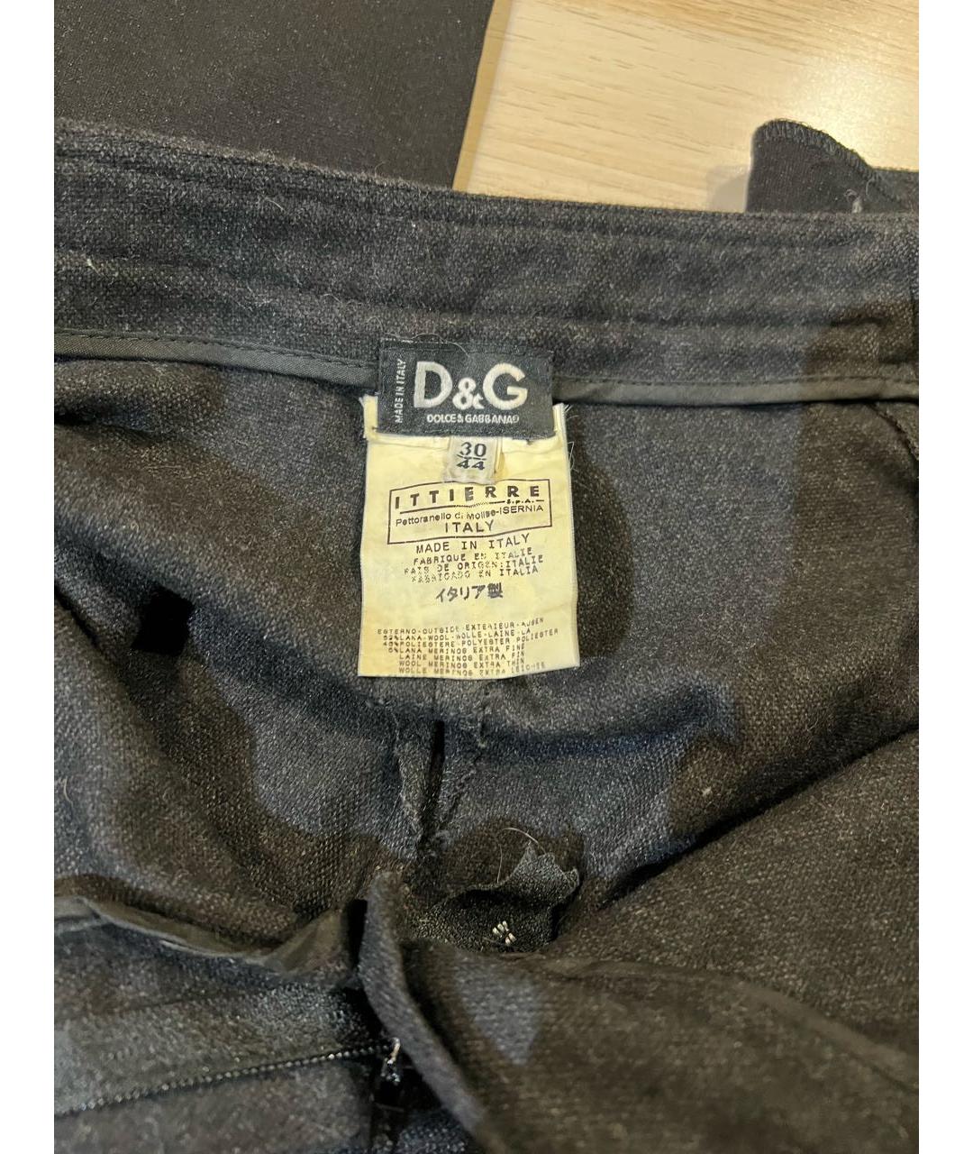 DOLCE&GABBANA Черные шерстяные брюки широкие, фото 4