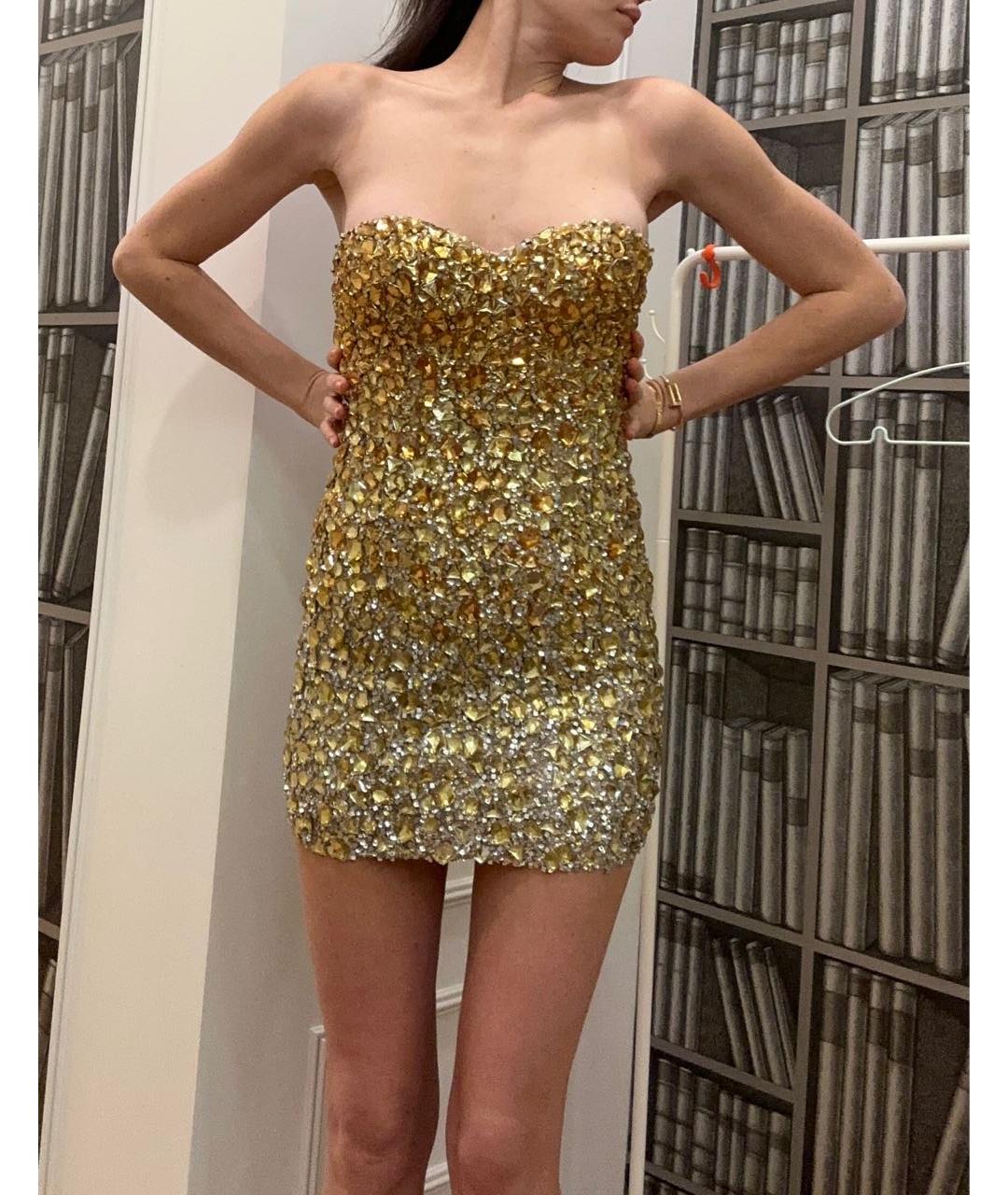 JOVANI Золотое коктейльное платье, фото 7