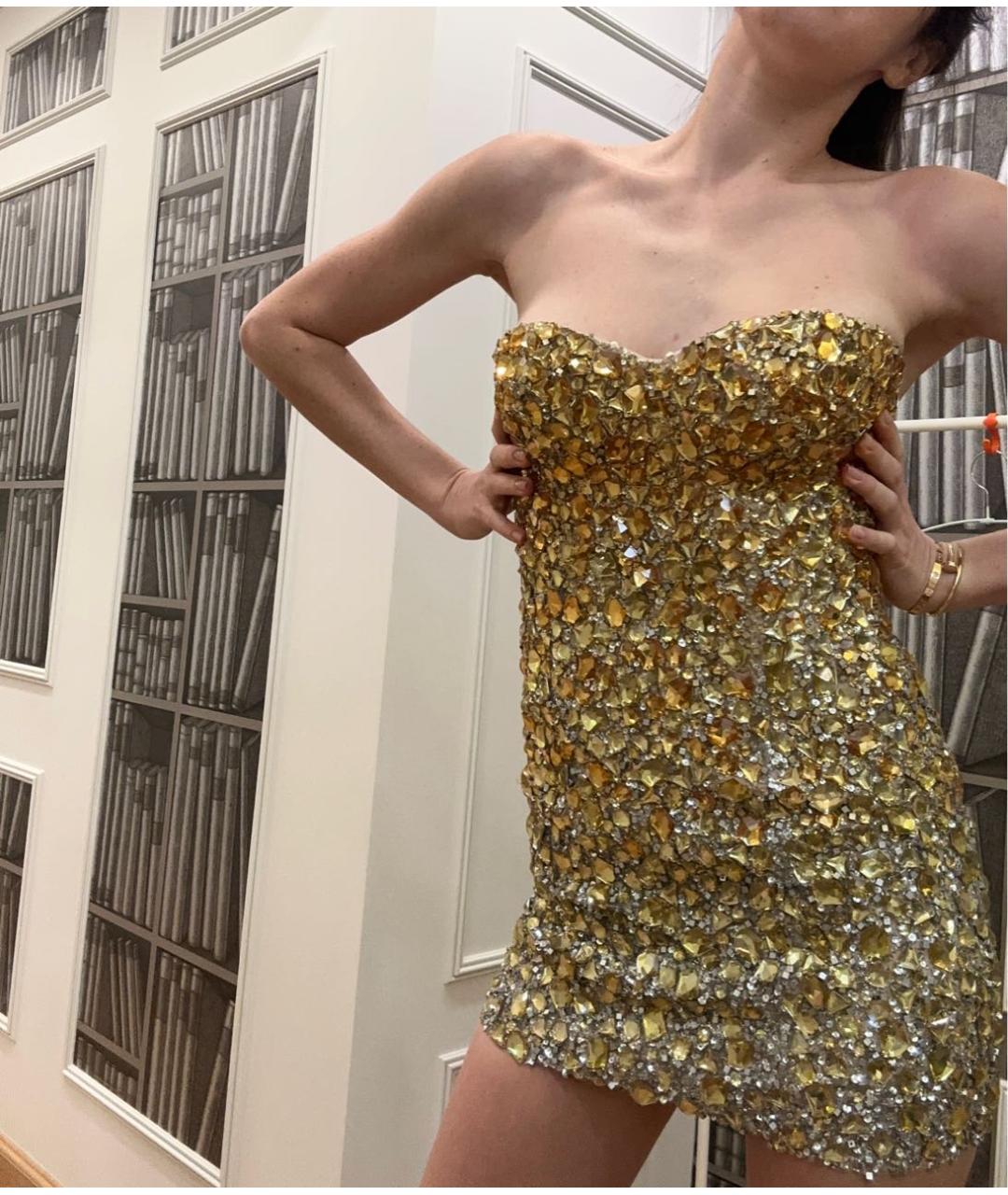 JOVANI Золотое коктейльное платье, фото 8