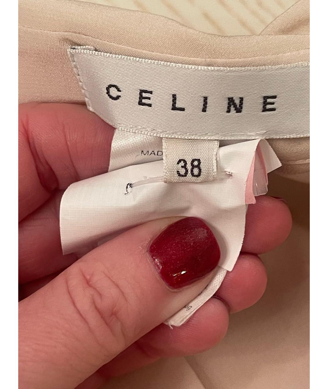 CELINE PRE-OWNED Бежевое шелковое платье, фото 4