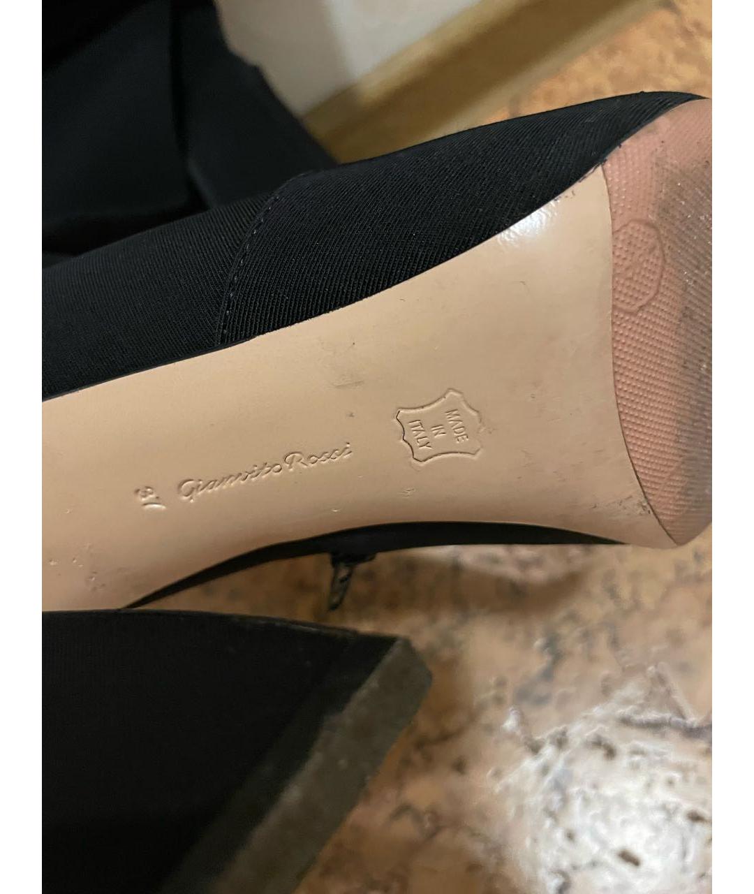 GIANVITO ROSSI Черные текстильные брогги и оксфорды, фото 3