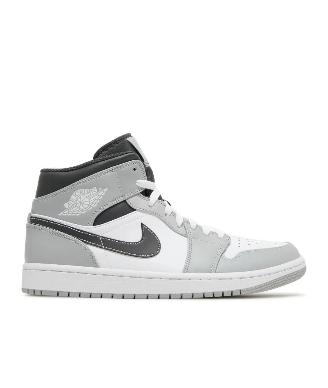 JORDAN Серые кожаные высокие кроссовки / кеды, фото 1