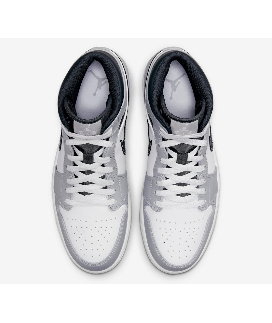 JORDAN Серые кожаные высокие кроссовки / кеды, фото 3