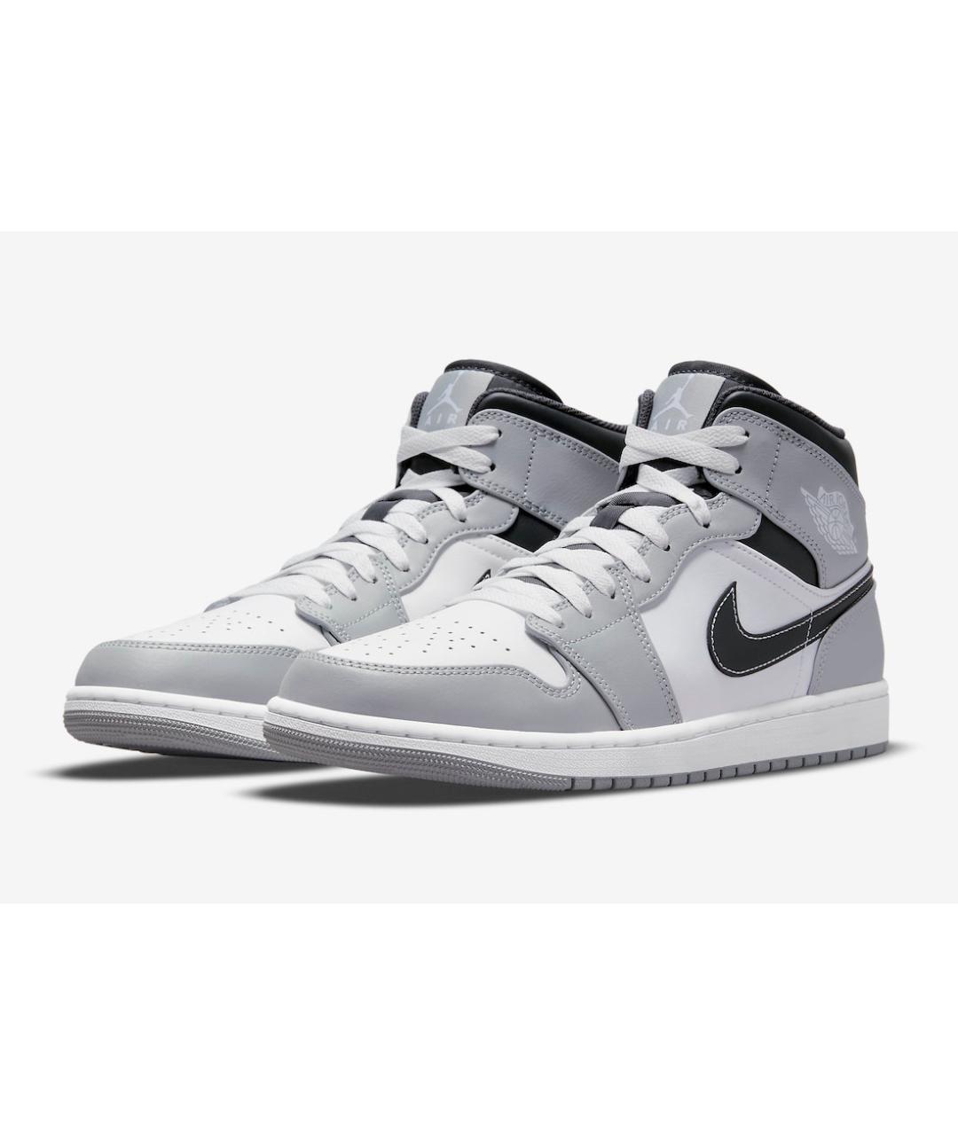 JORDAN Серые кожаные высокие кроссовки / кеды, фото 2