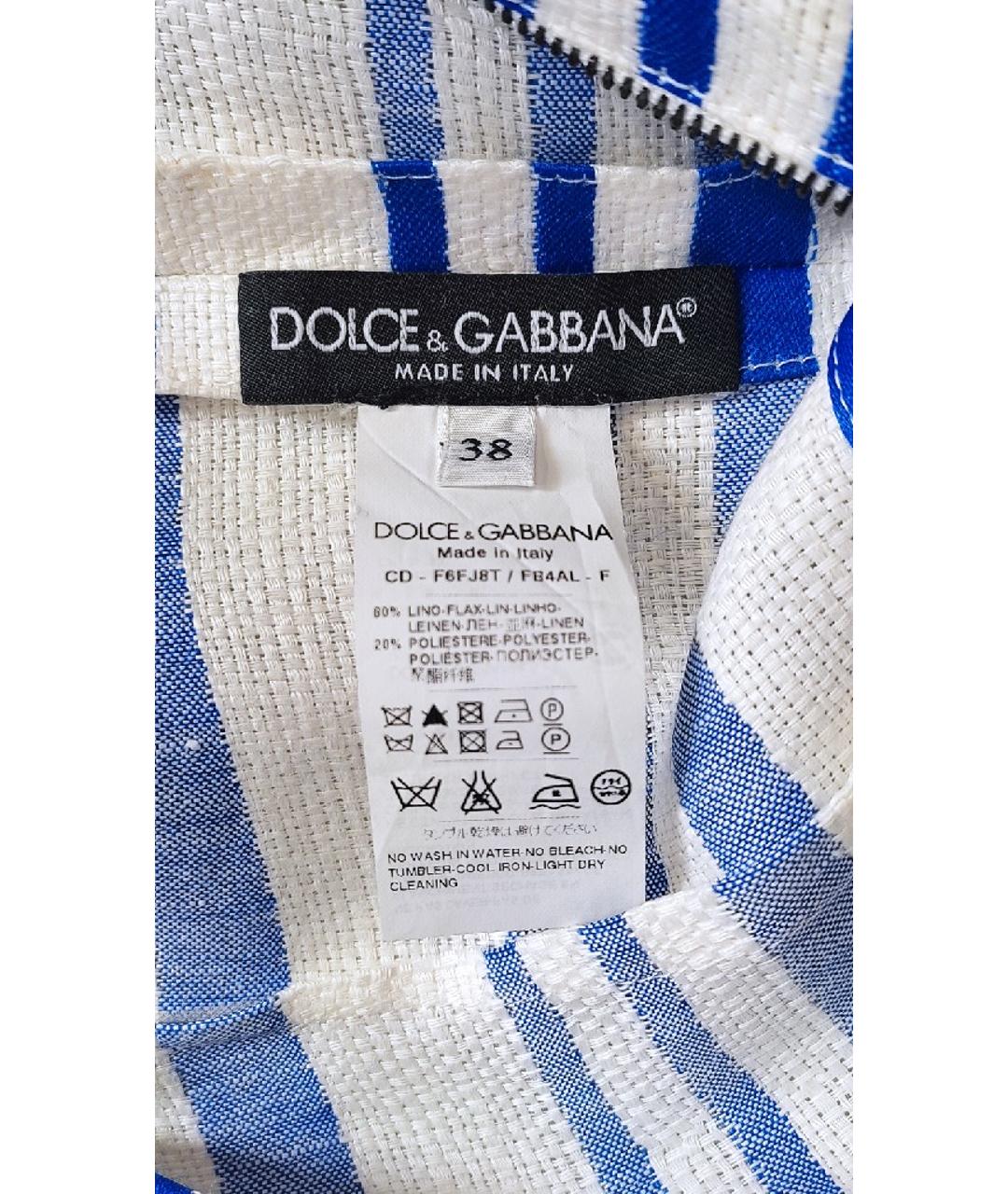 DOLCE&GABBANA Белое льняное повседневное платье, фото 5