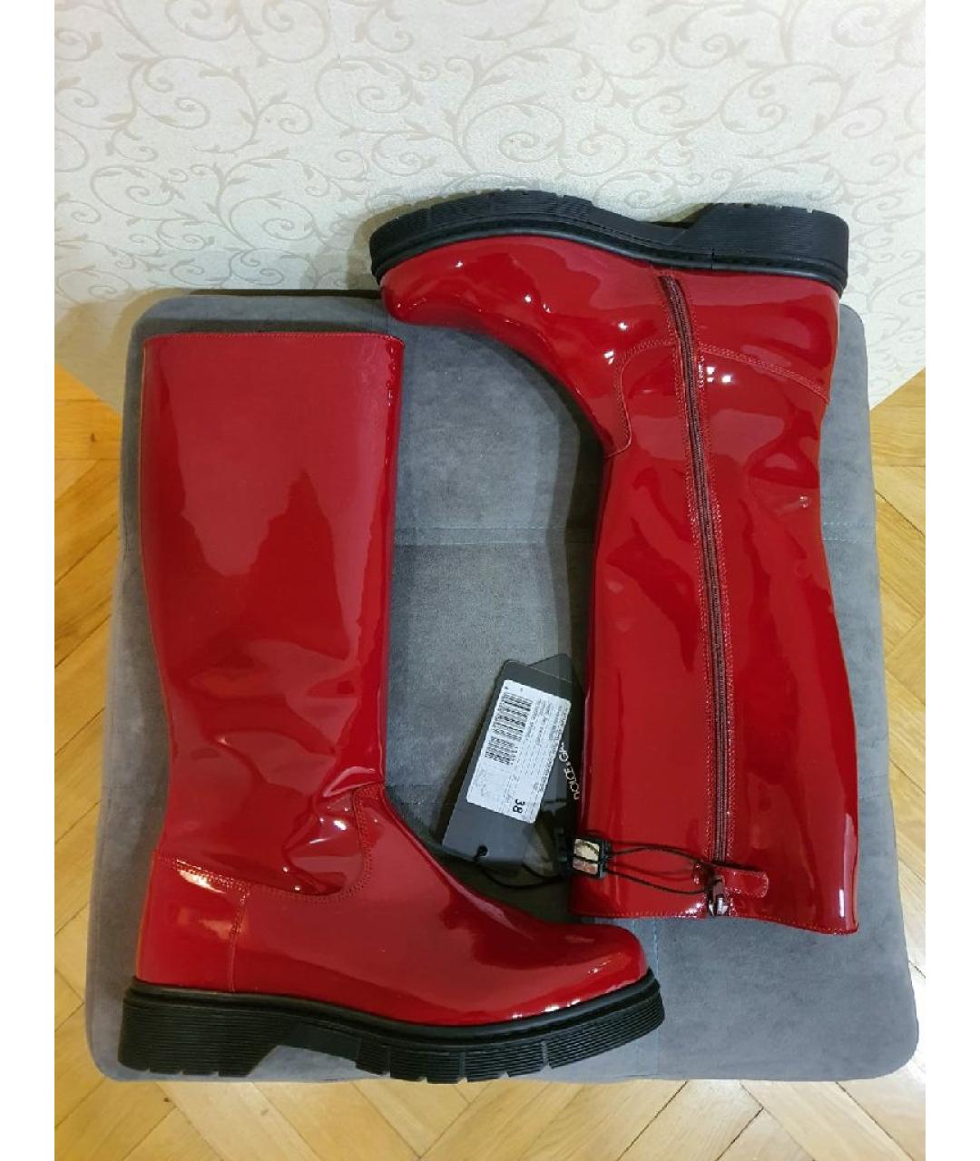 DOLCE & GABBANA KIDS Бордовые сапоги из лакированной кожи, фото 3