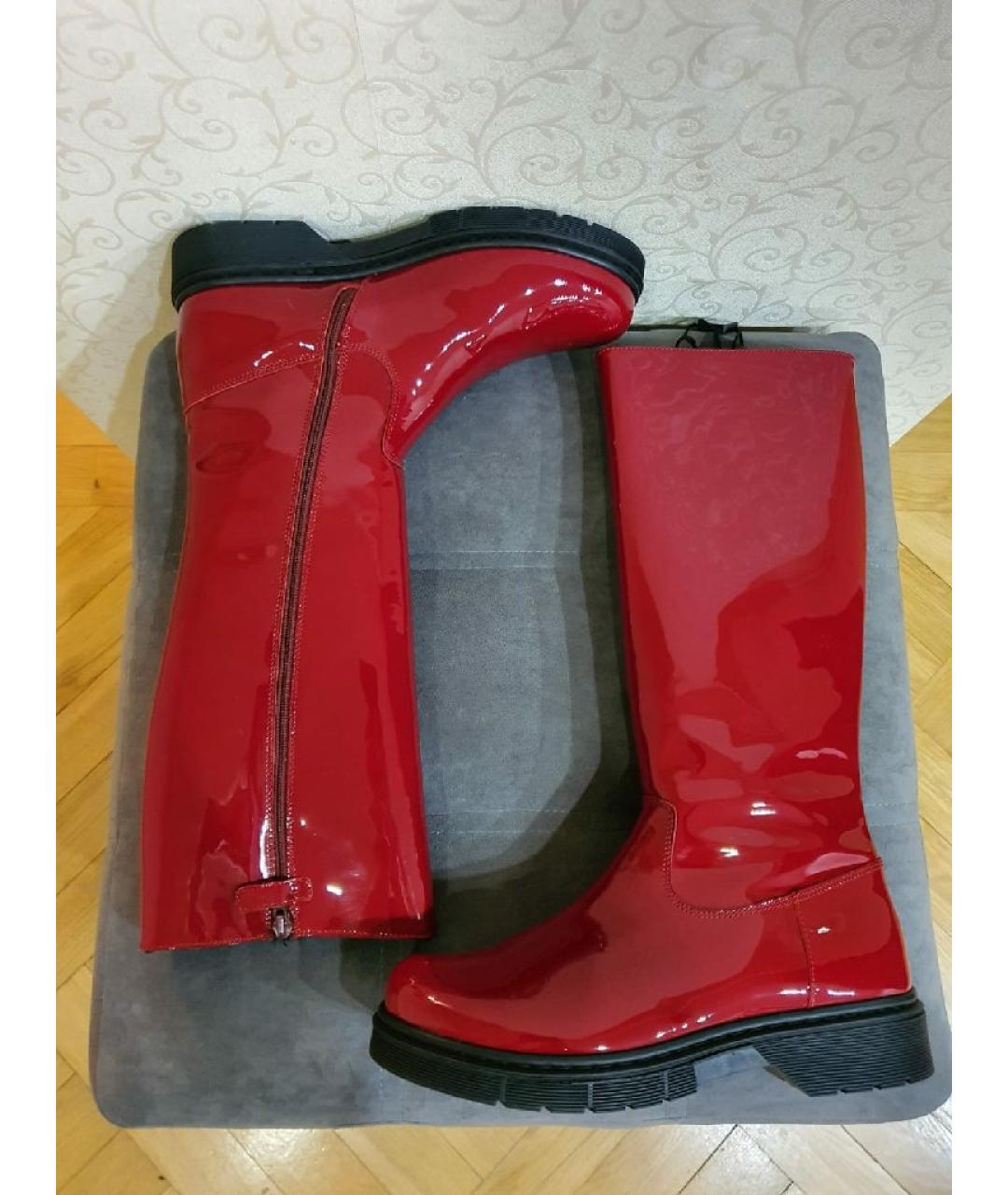 DOLCE & GABBANA KIDS Бордовые сапоги из лакированной кожи, фото 4