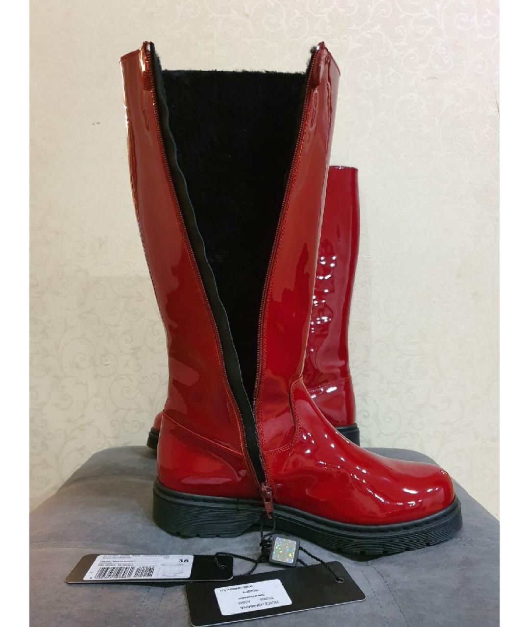 DOLCE & GABBANA KIDS Бордовые сапоги из лакированной кожи, фото 7