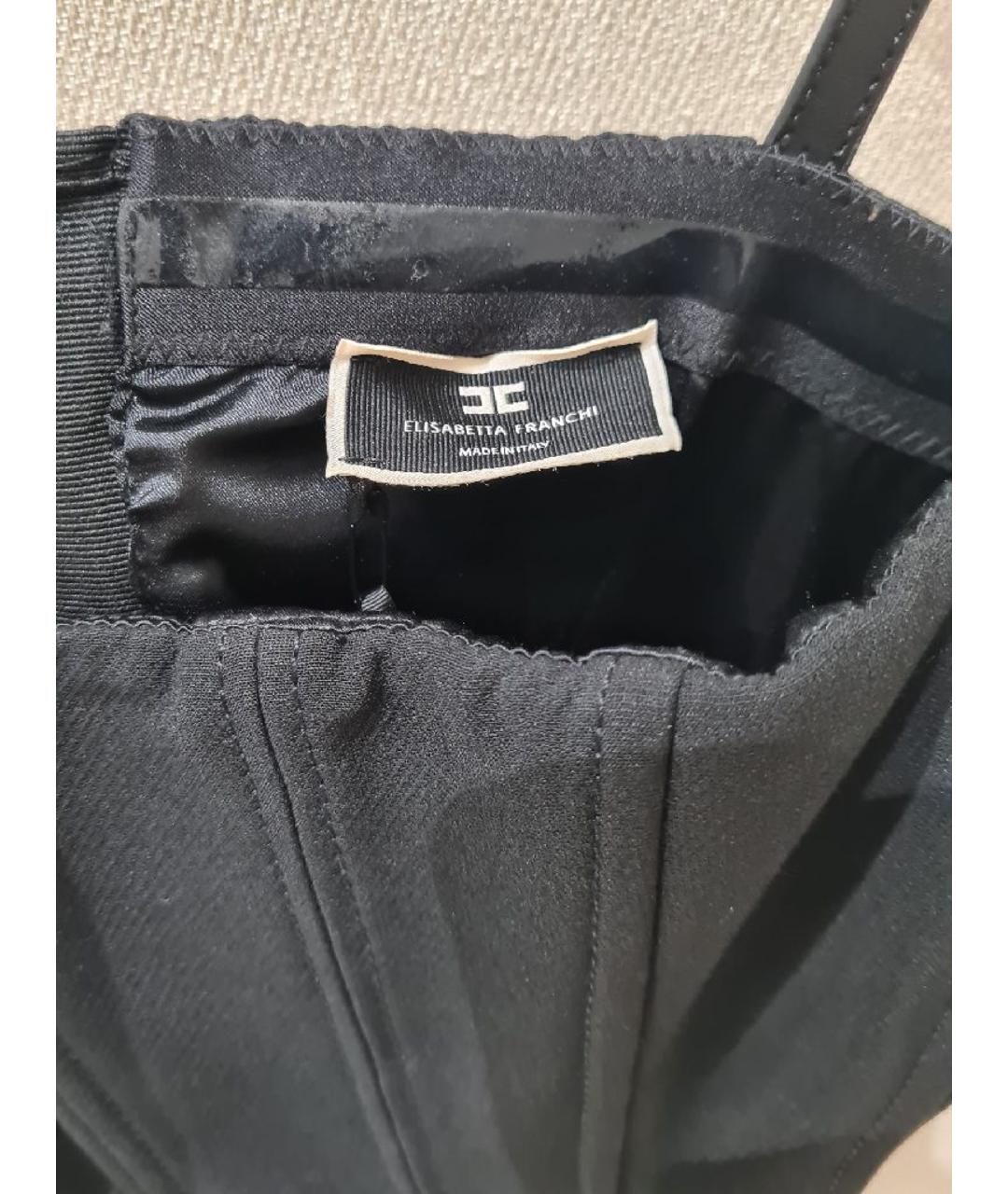 ELISABETTA FRANCHI Черное шерстяное коктейльное платье, фото 3