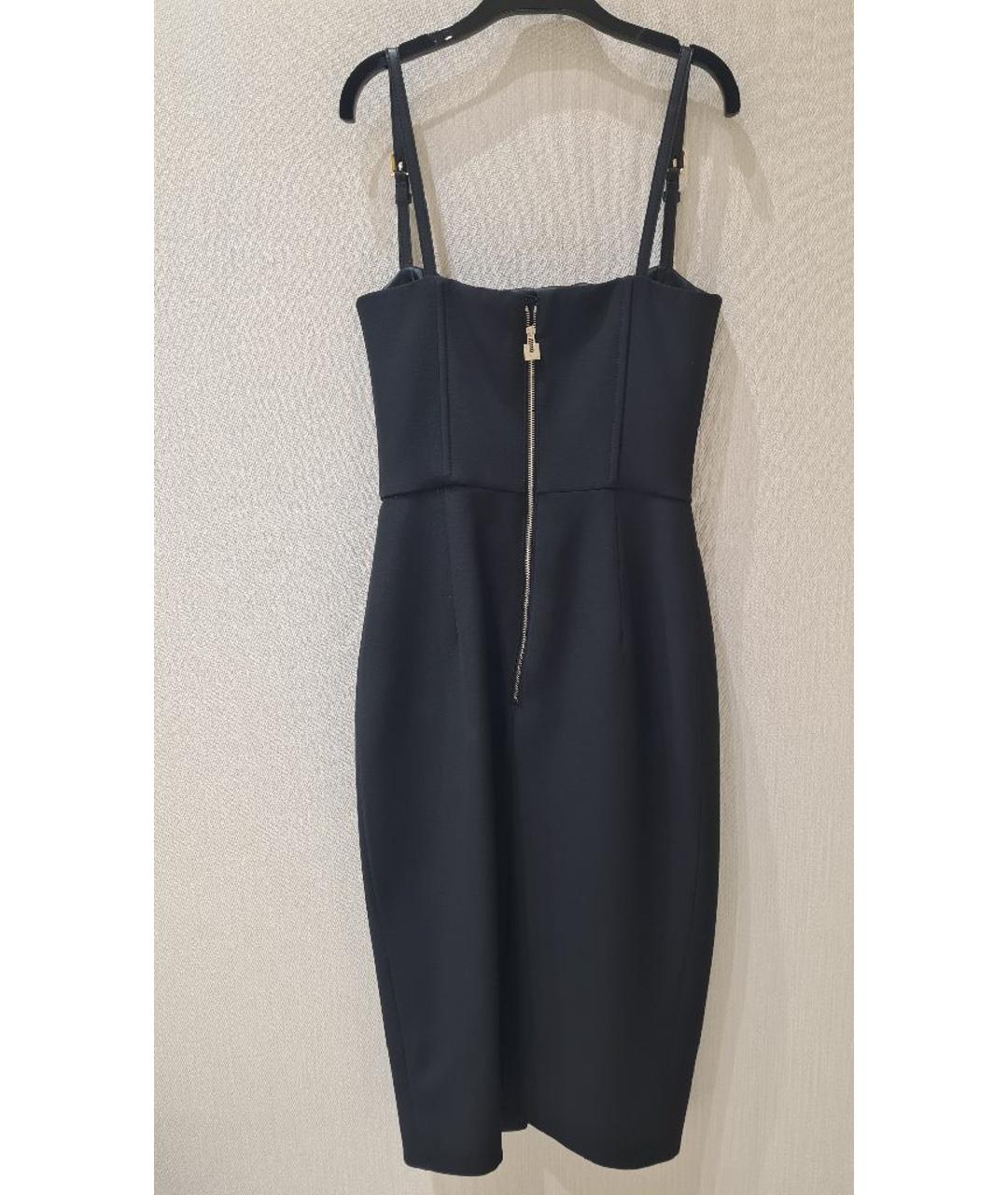 ELISABETTA FRANCHI Черное шерстяное коктейльное платье, фото 2