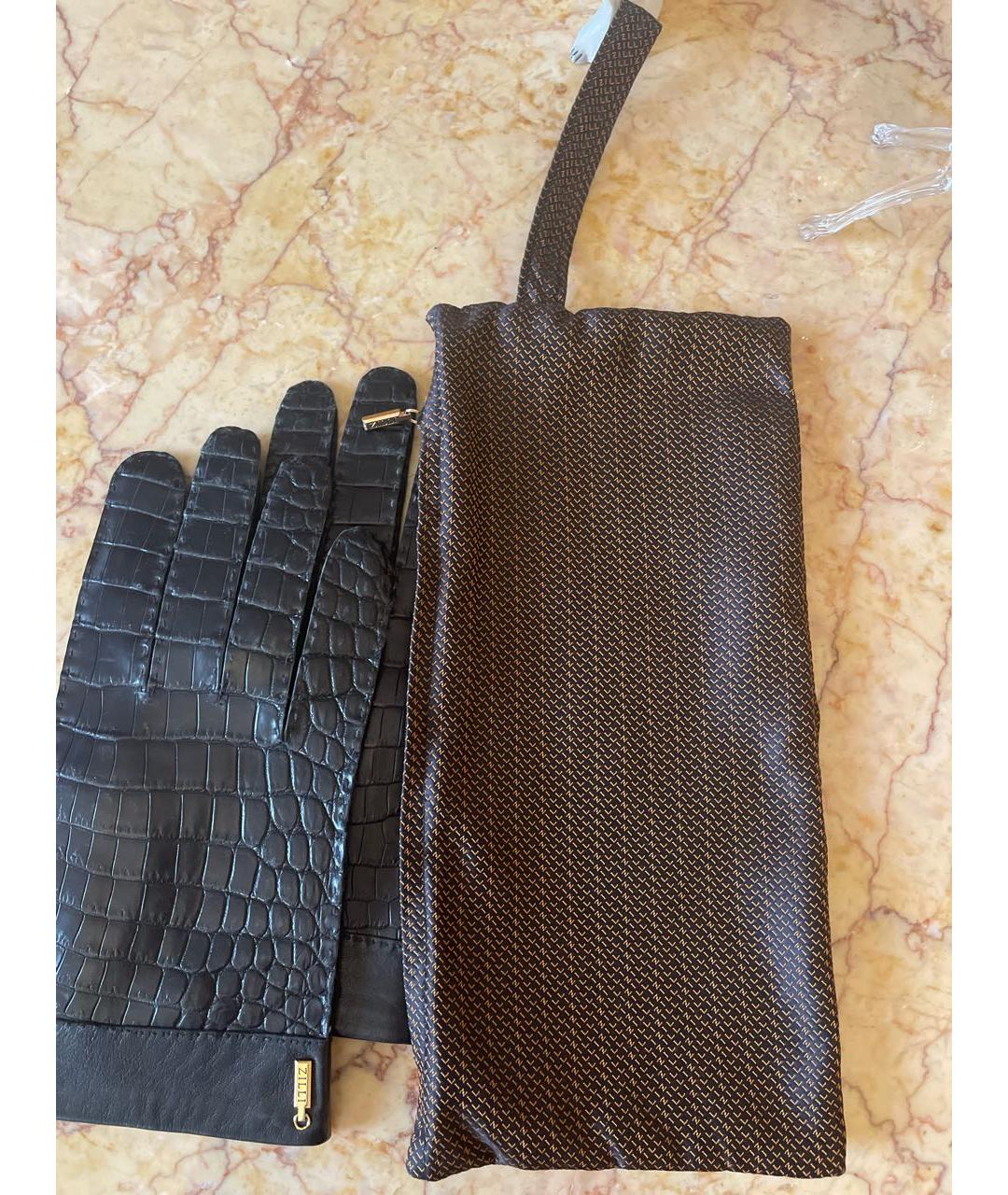 ZILLI Черные кожаные перчатки, фото 6
