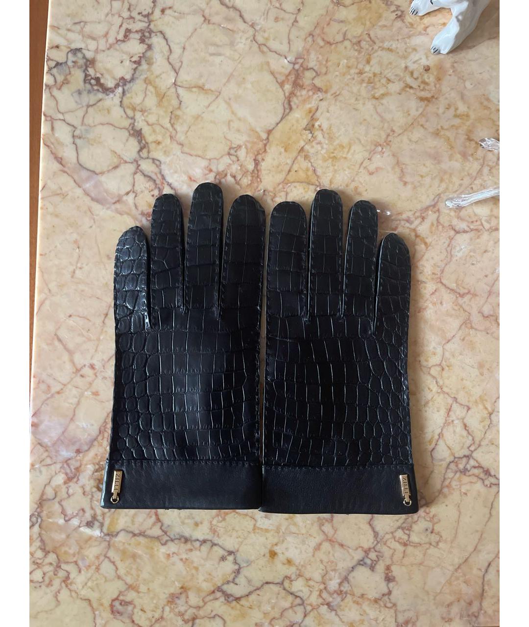 ZILLI Черные кожаные перчатки, фото 7