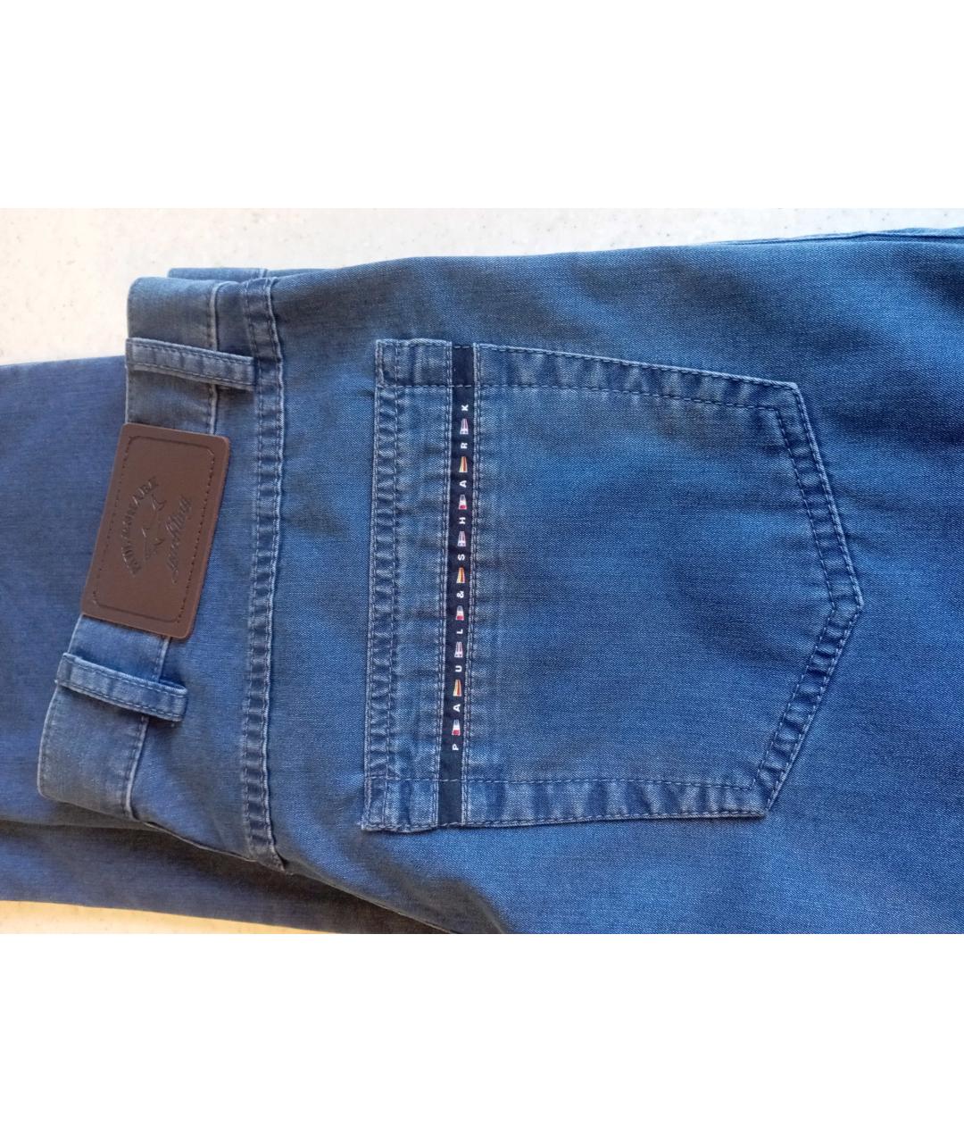 PAUL & SHARK Синие хлопко-полиэстеровые прямые джинсы, фото 4